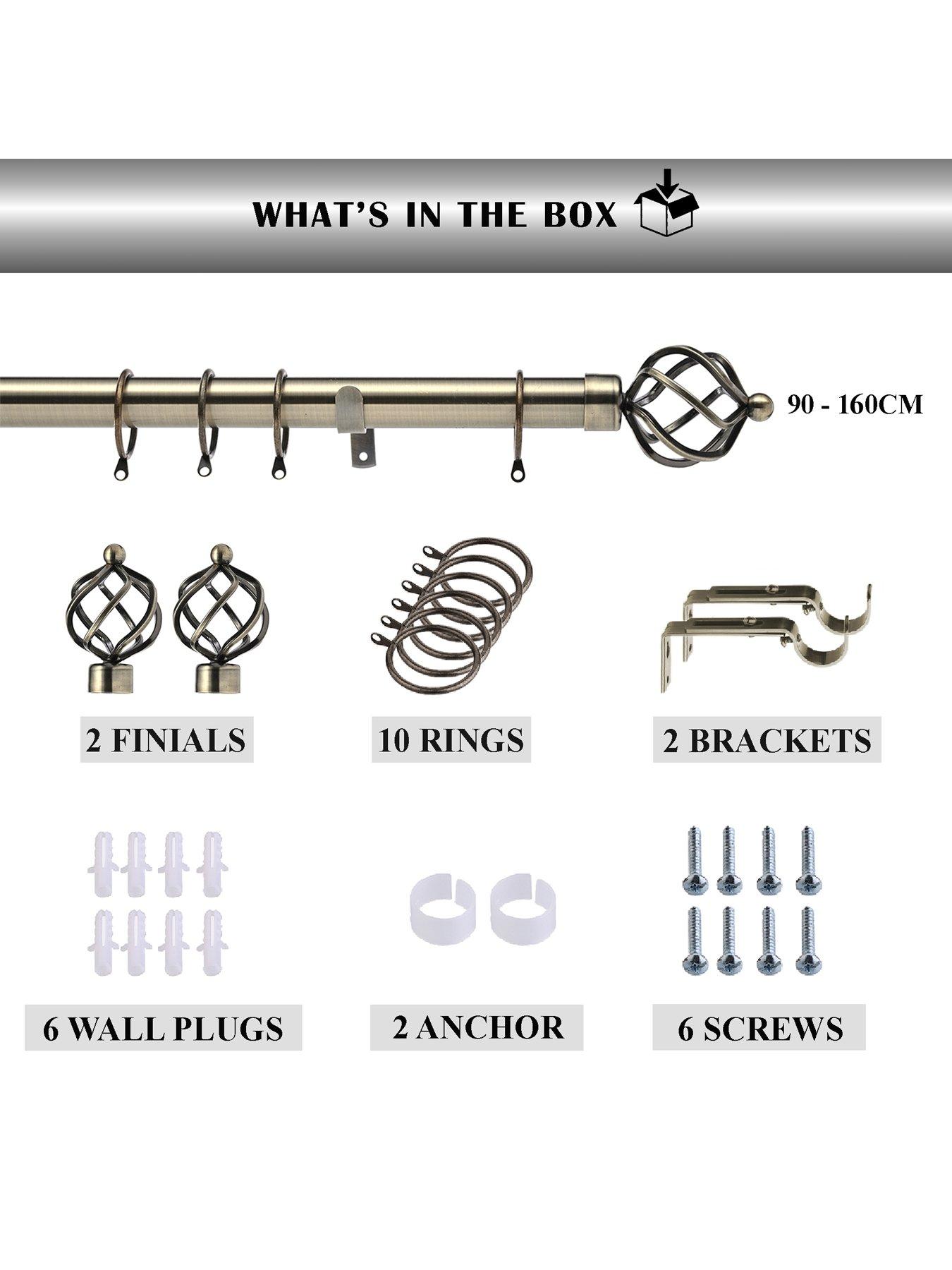 image of very-home-metal-cage-finial-28-mm-extendable-curtain-pole