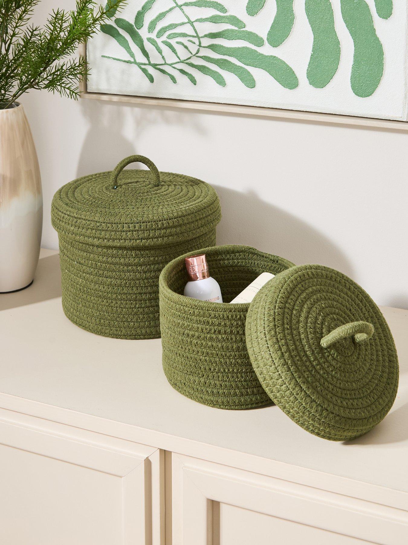 Very Home Set Of 2 Cotton Rope Baskets With Lids