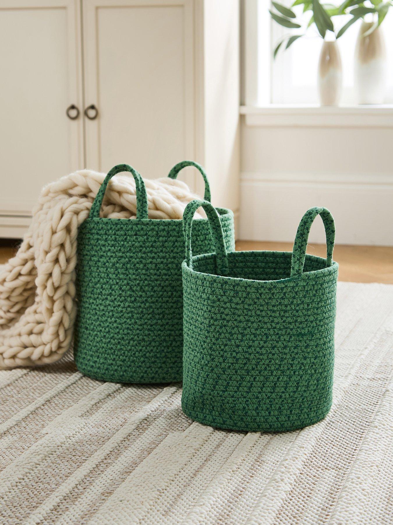 The Very Collection Set of 2 Cotton Rope Storage Baskets in Green