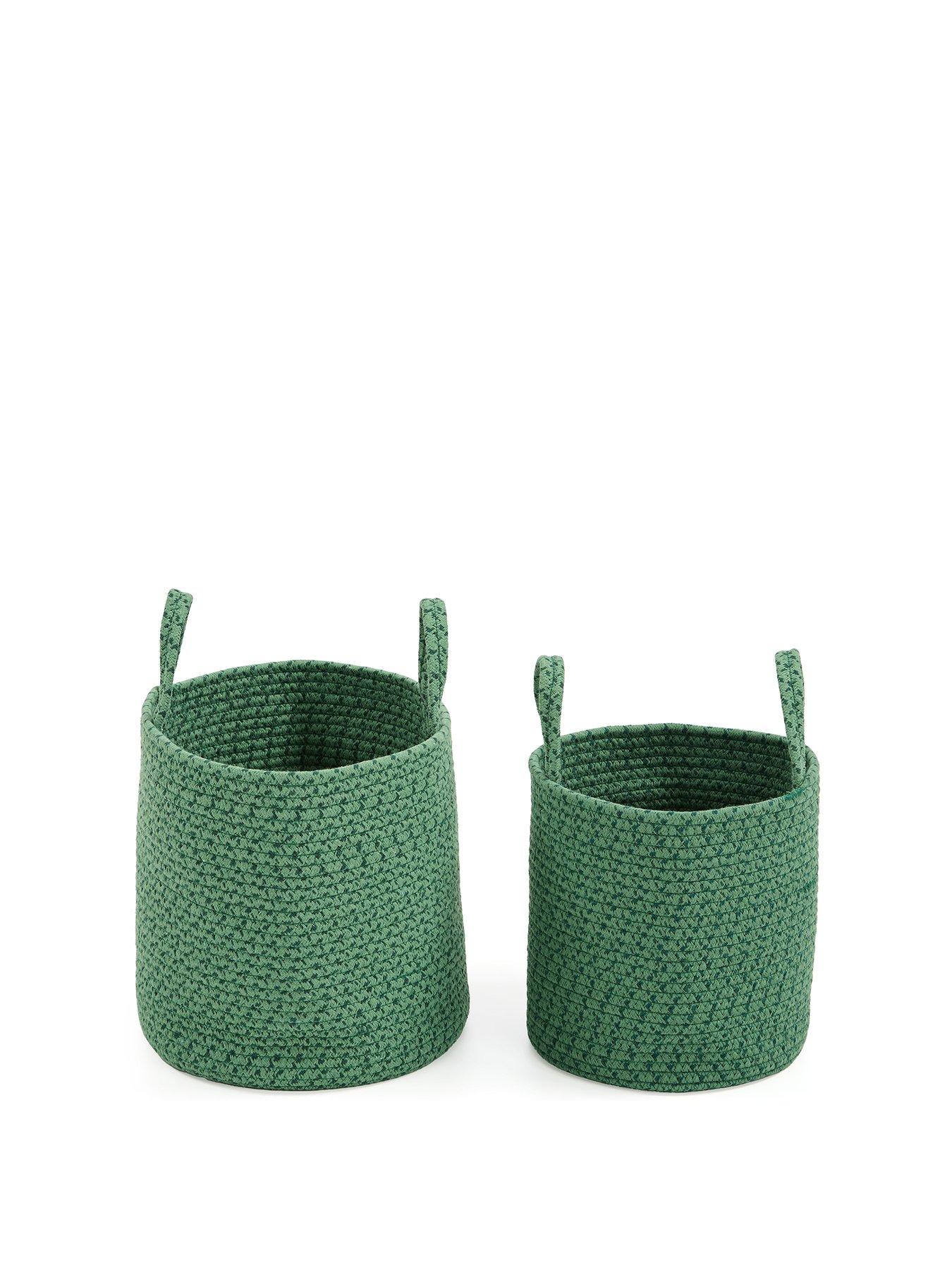  image of very-home-set-of-2-cotton-rope-storage-baskets-in-green