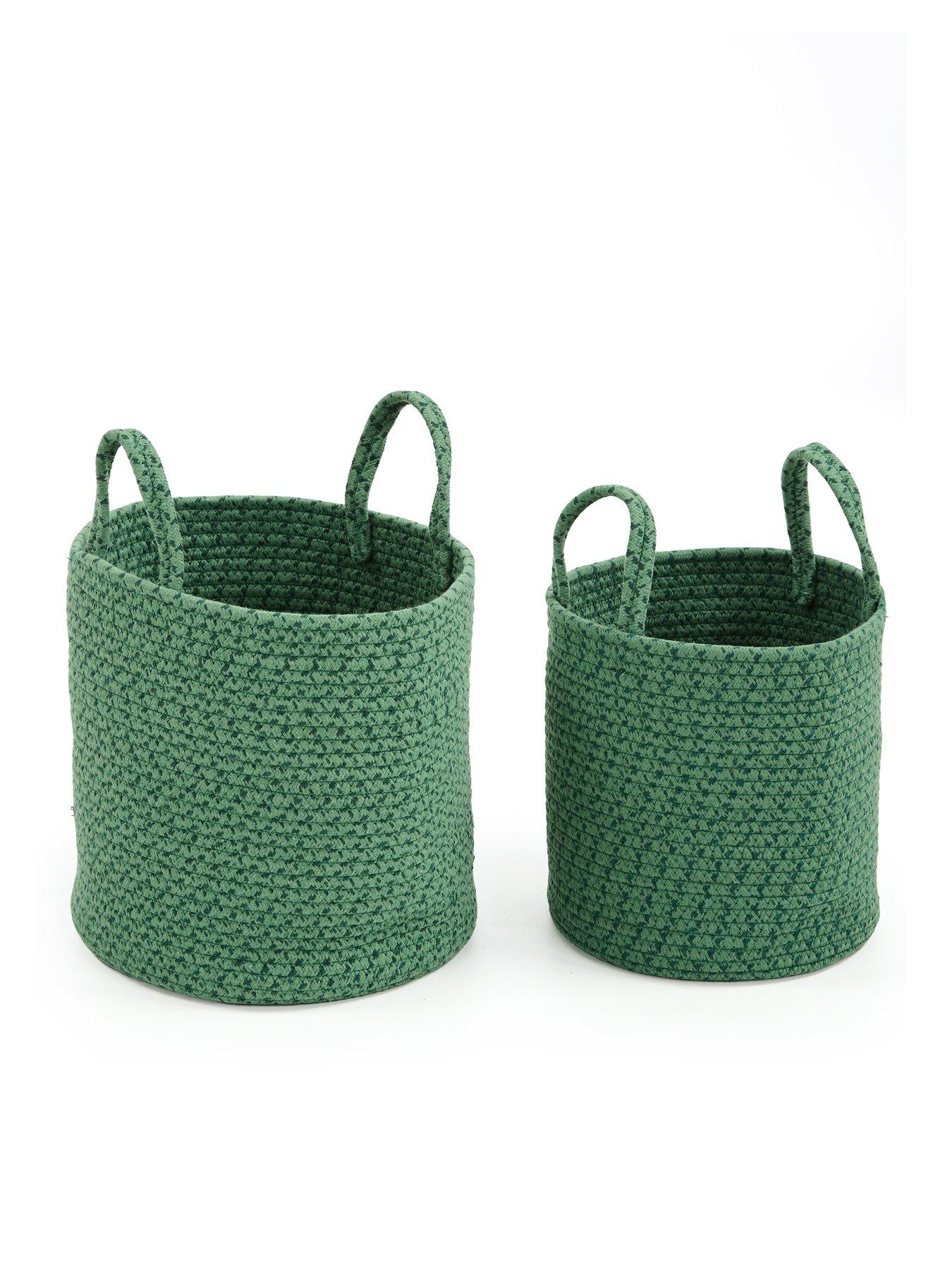  image of very-home-set-of-2-cotton-rope-storage-baskets-in-green