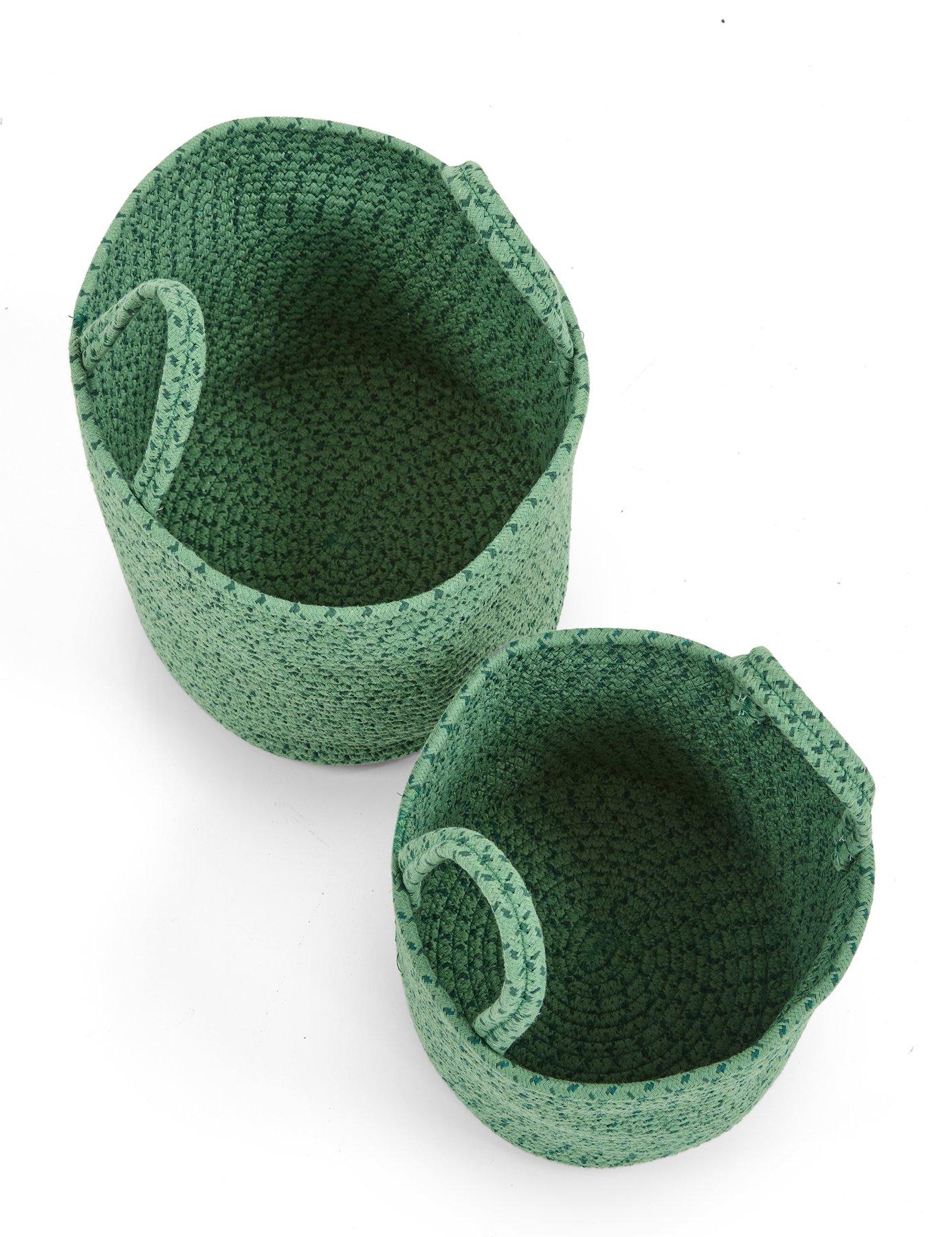 image of very-home-set-of-2-cotton-rope-storage-baskets-in-green