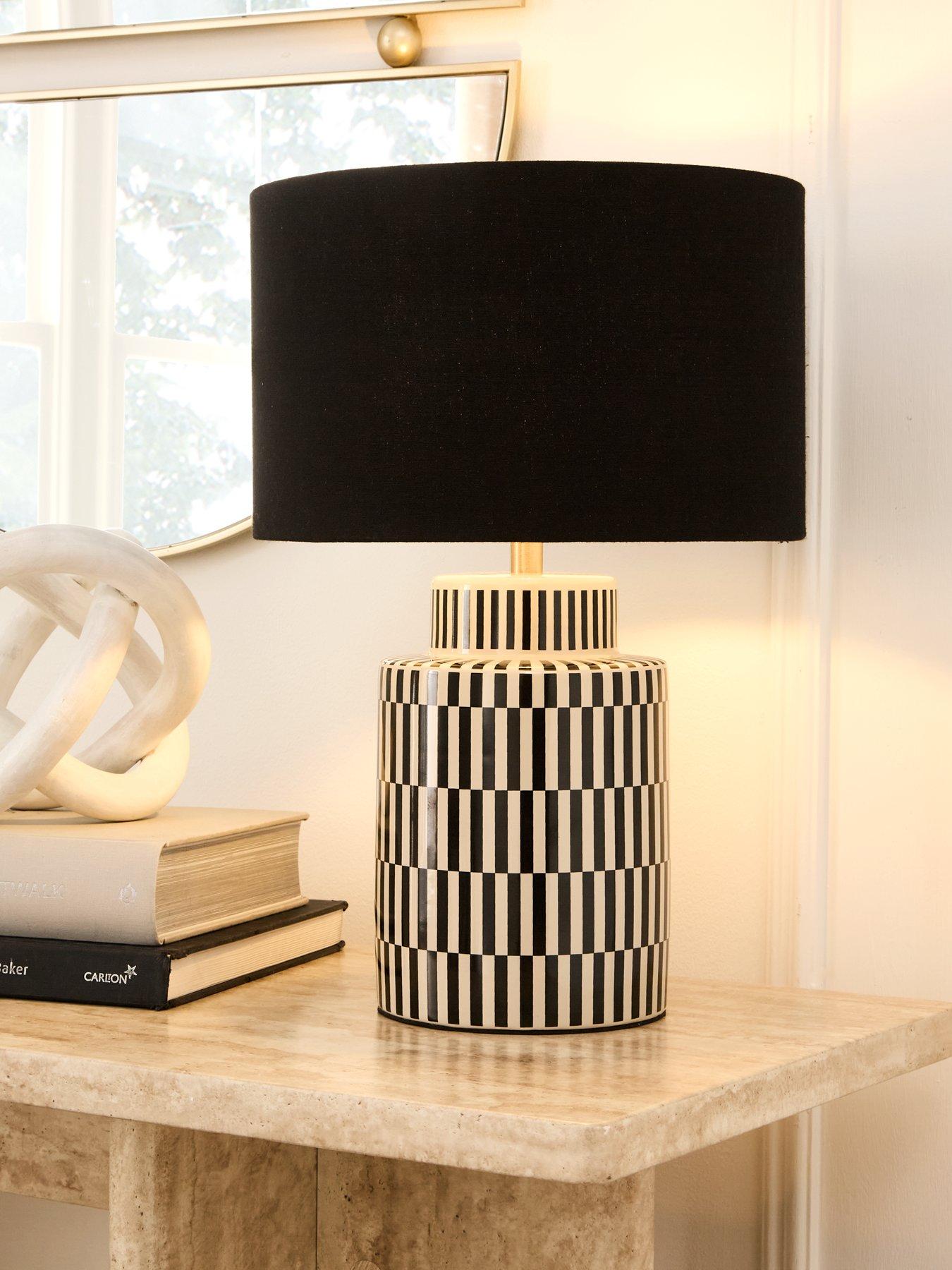 Image 1 of 6 of Very Home Reava Black/white Table Lamp