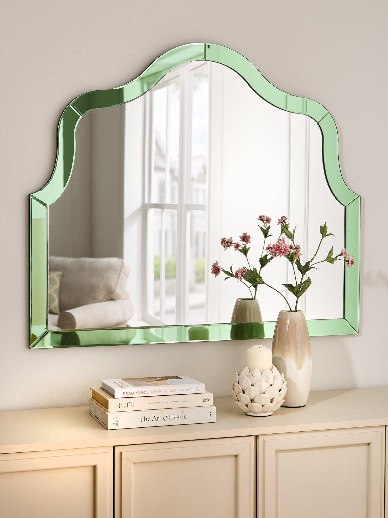 undefined Green Decorative Edged Mirror 85x100cm
