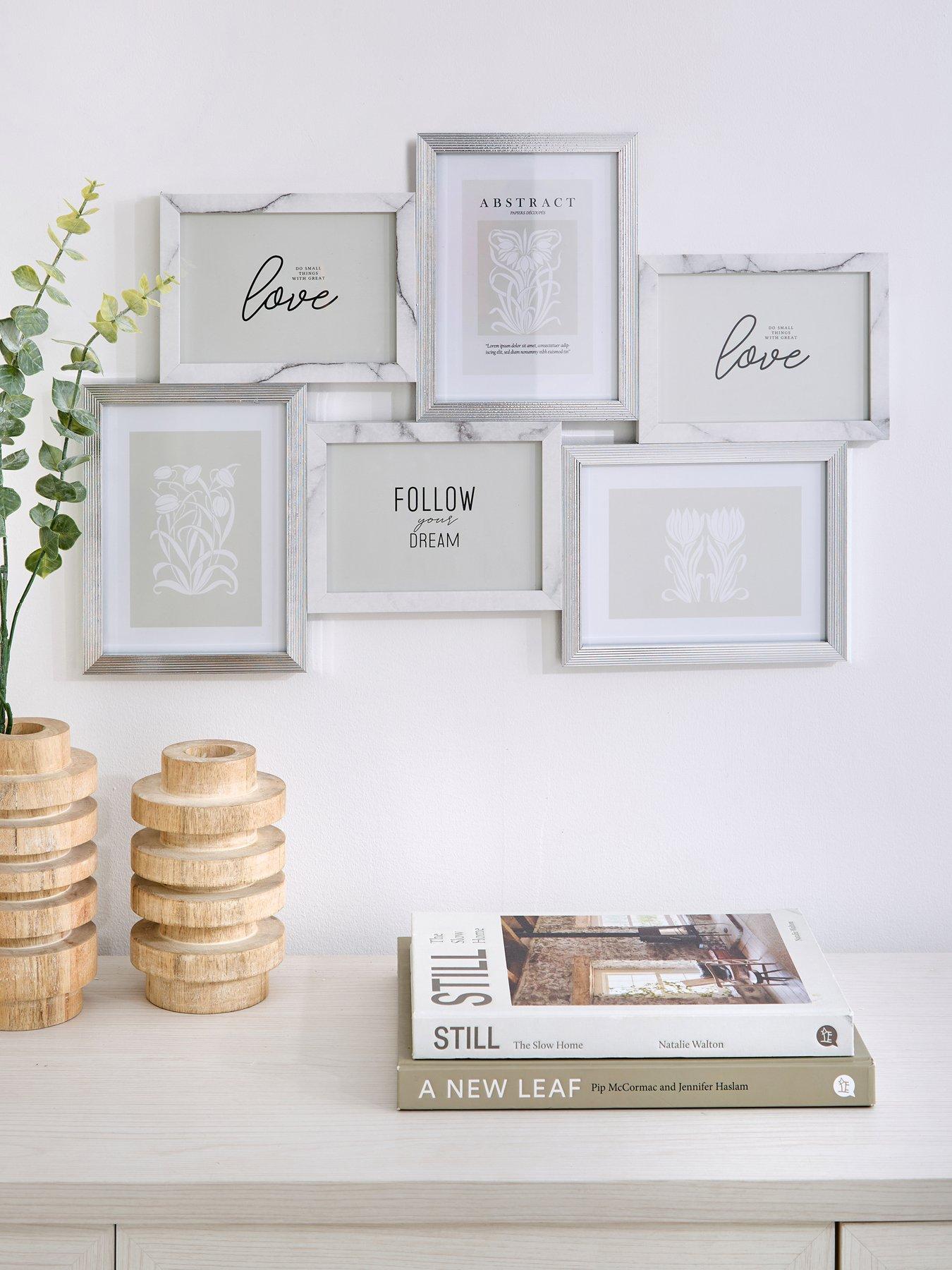 Image 1 of 6 of Very Home Marble and Silver 6-Aperture Gallery Cluster Photo Frame