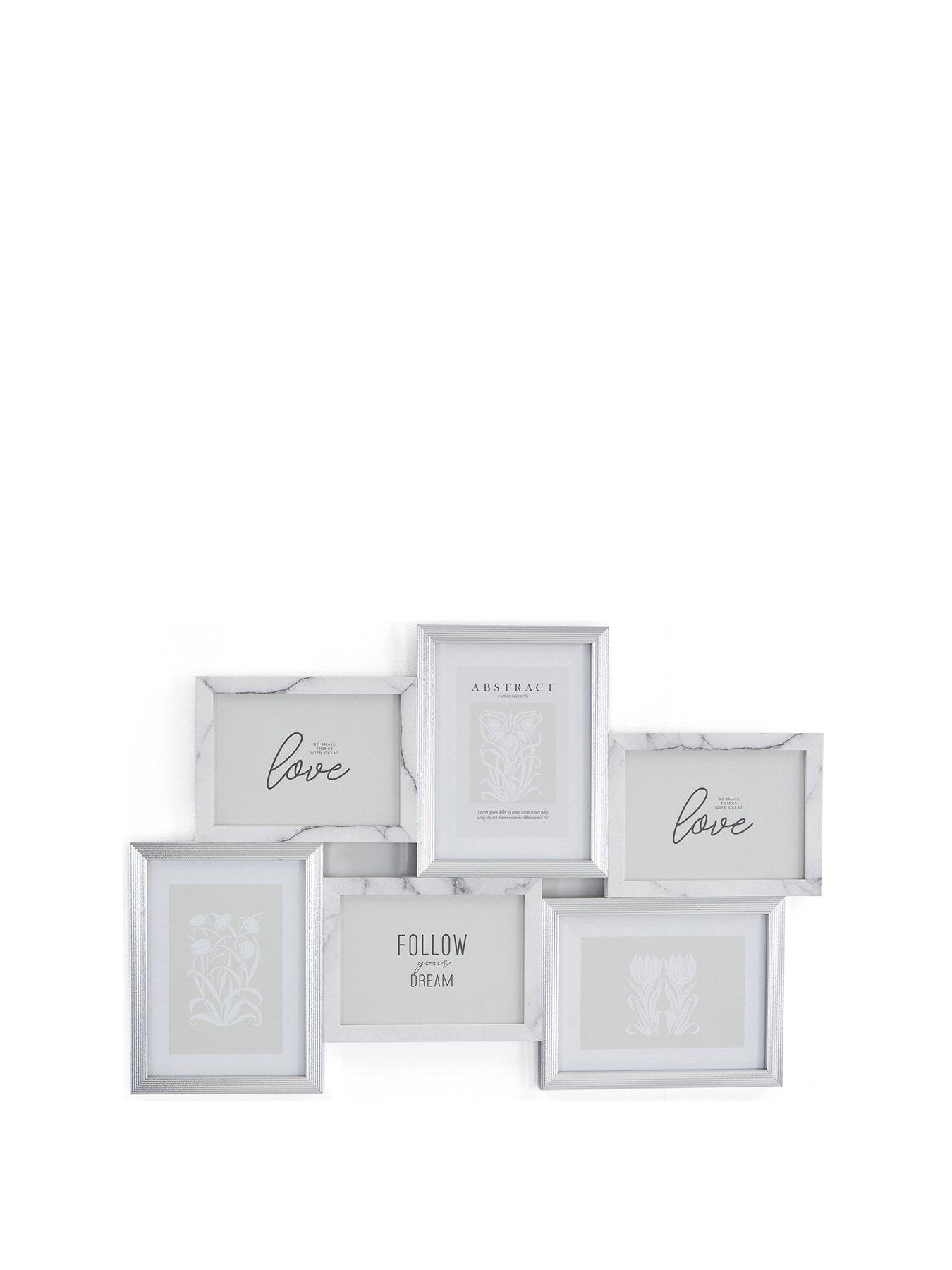 Image 2 of 6 of Very Home Marble and Silver 6-Aperture Gallery Cluster Photo Frame