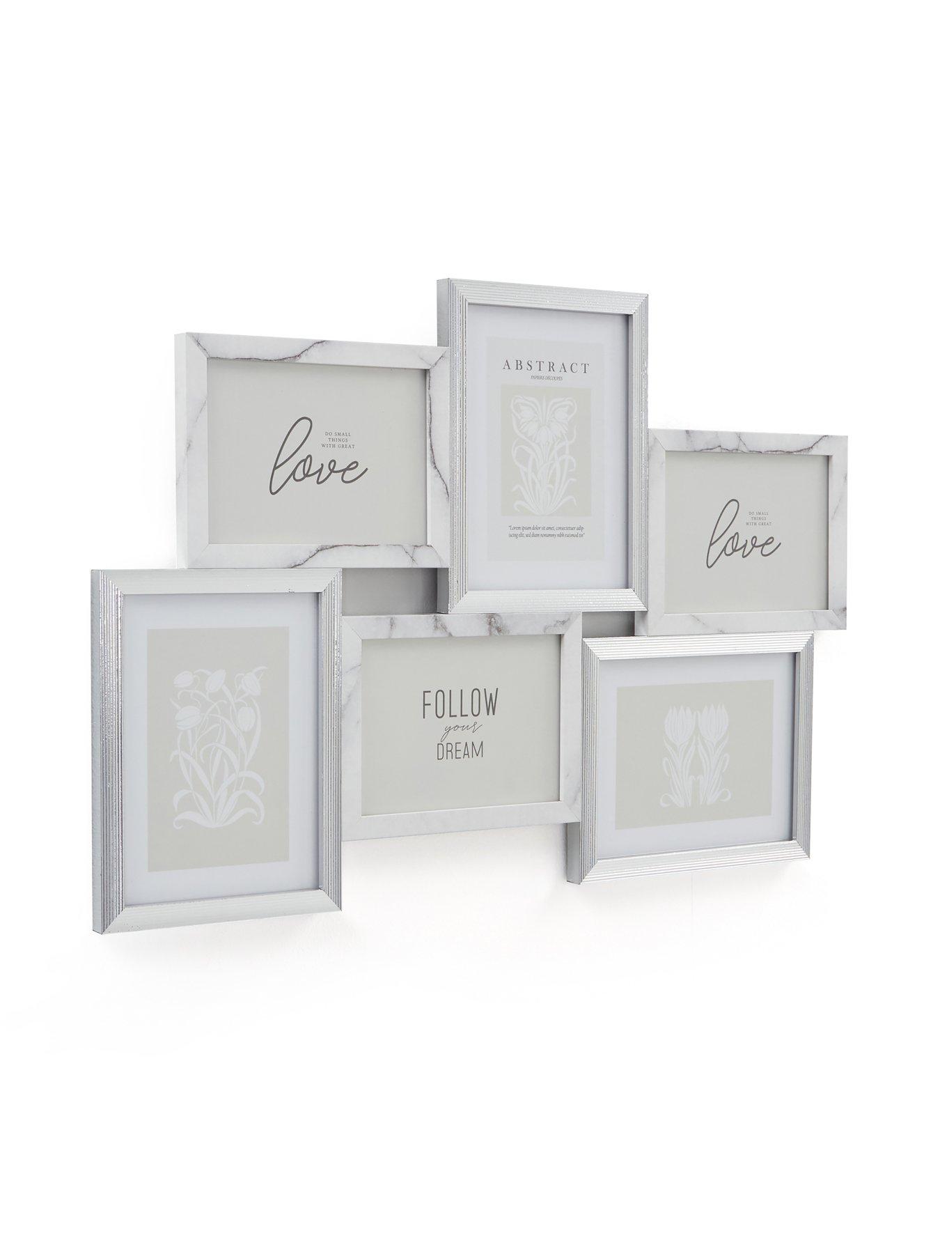 Image 3 of 6 of Very Home Marble and Silver 6-Aperture Gallery Cluster Photo Frame