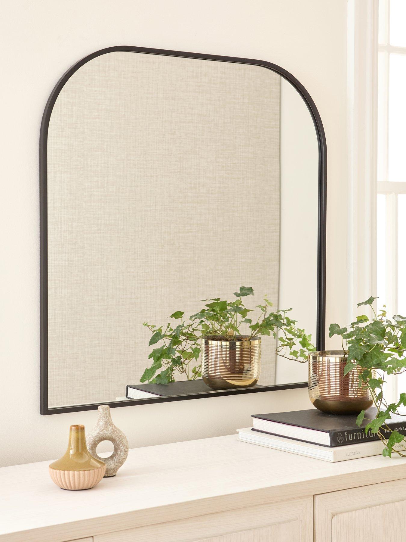 Very Home Black Rounded arched mirror 71cm