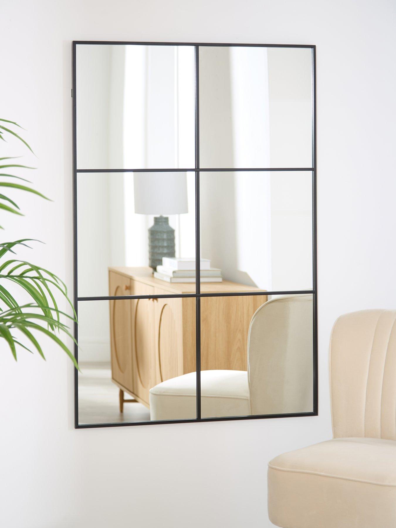 The Very Collection Large window pane mirror - Black 80x120cm