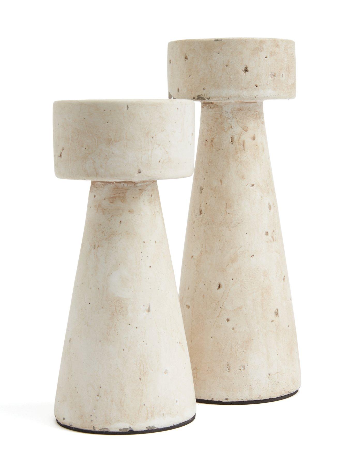  image of michelle-keegan-home-set-of-2-concrete-candle-holders