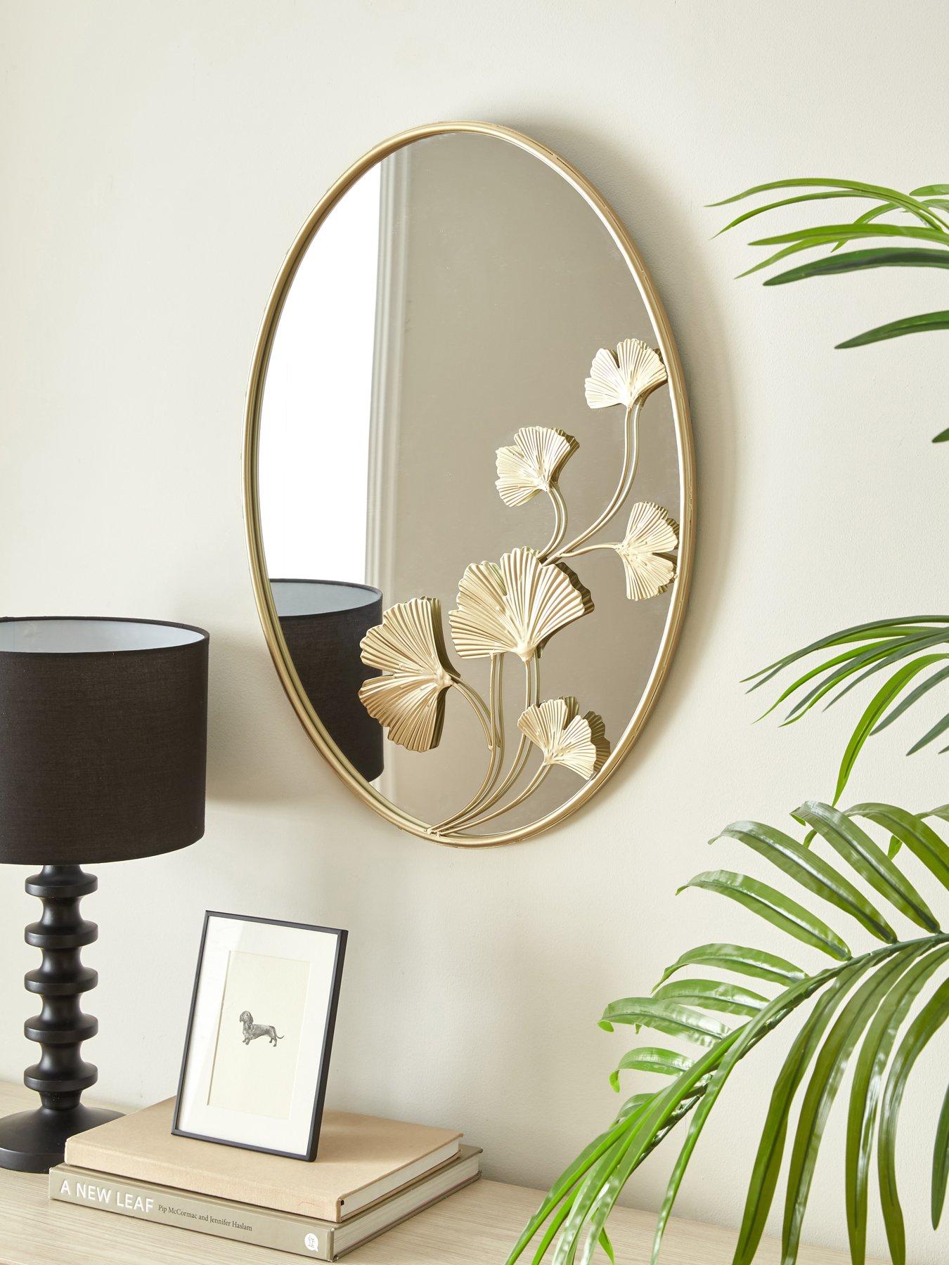undefined Gold Gingko Oval Mirror 50x70cm