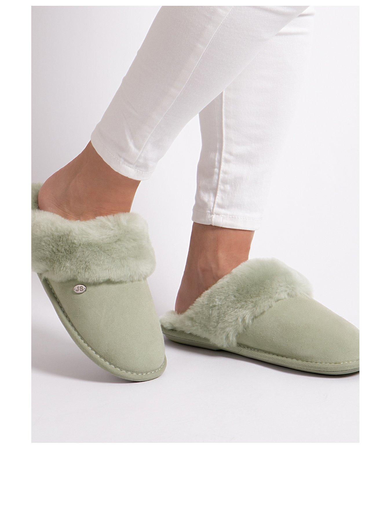  image of just-sheepskin-duchess-mule-slippers-green