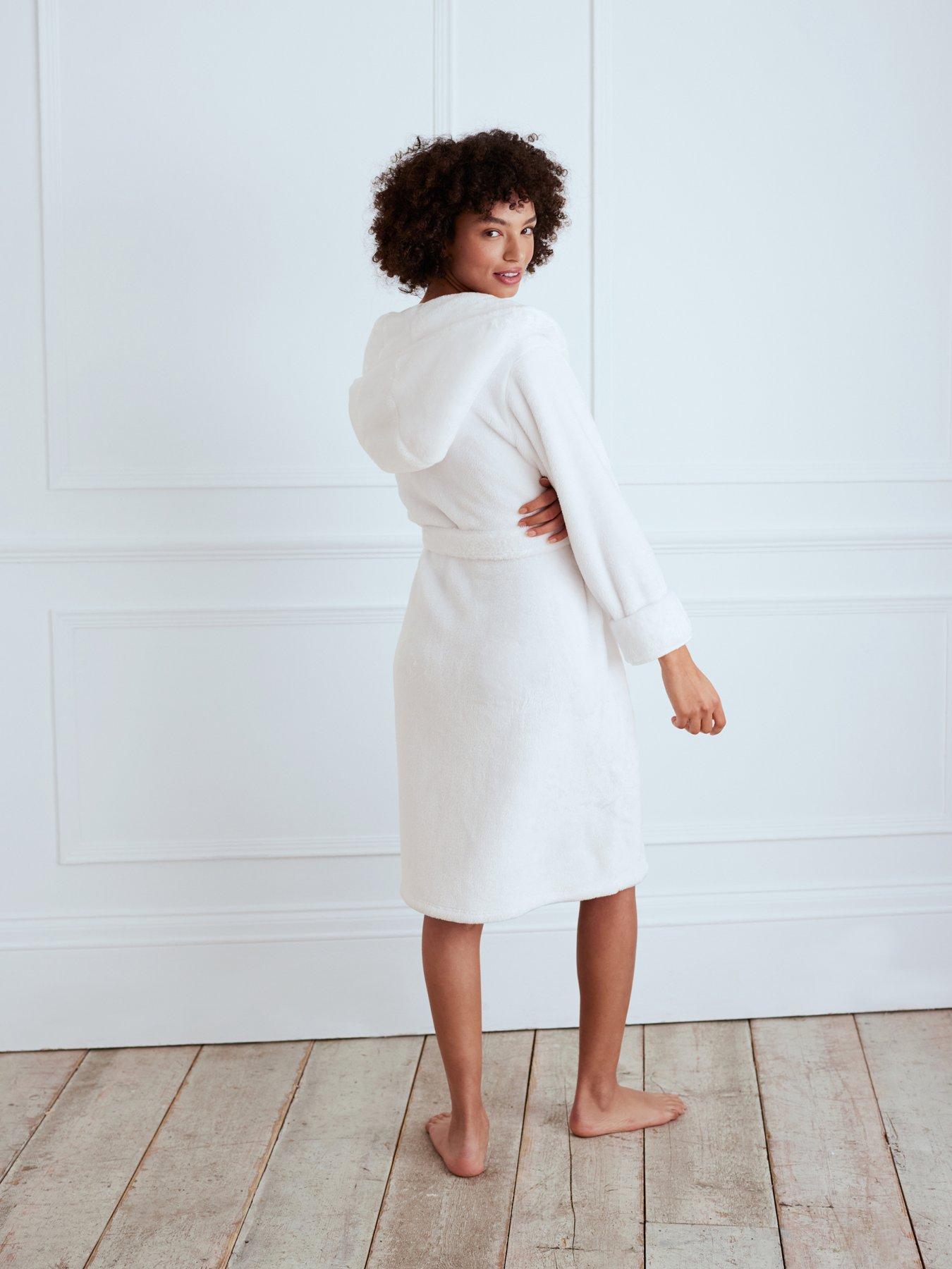  image of chelsea-peers-fluffy-hooded-dressing-gown-cream