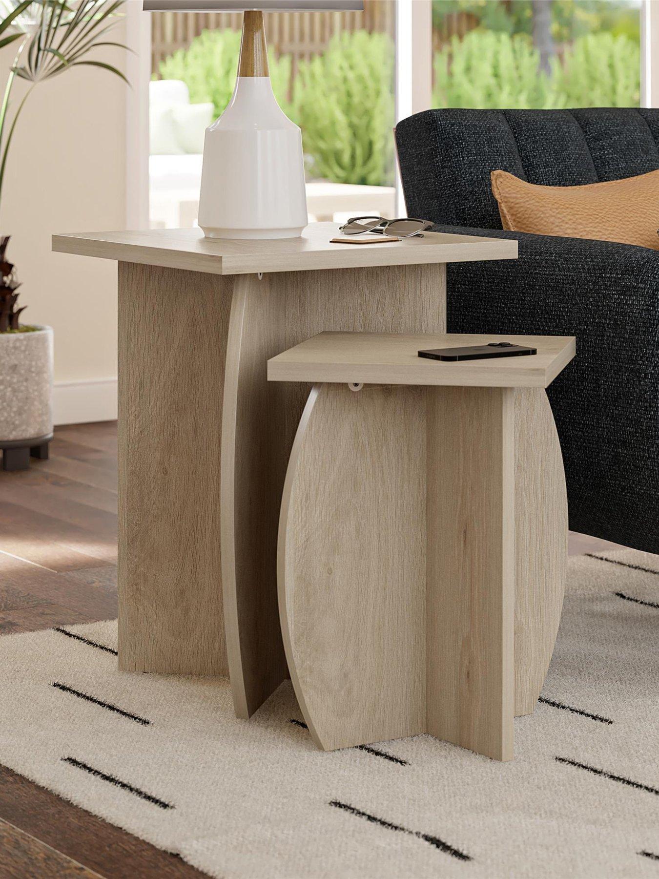 Novogratz Volver Set of 2 Side Tables - Light Oak