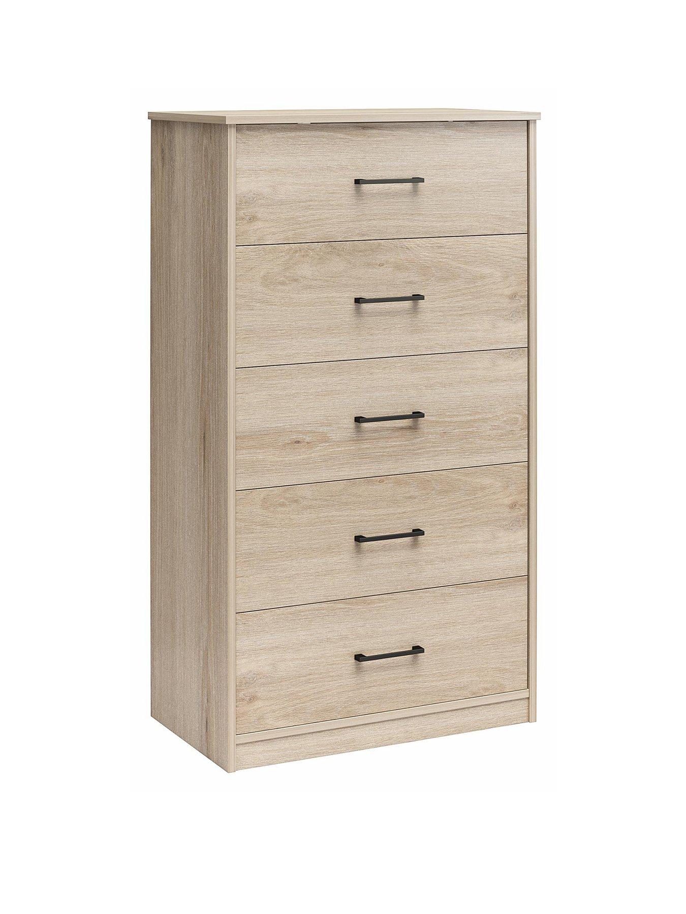  image of dorel-home-pearce-5-drawer-chest-oak