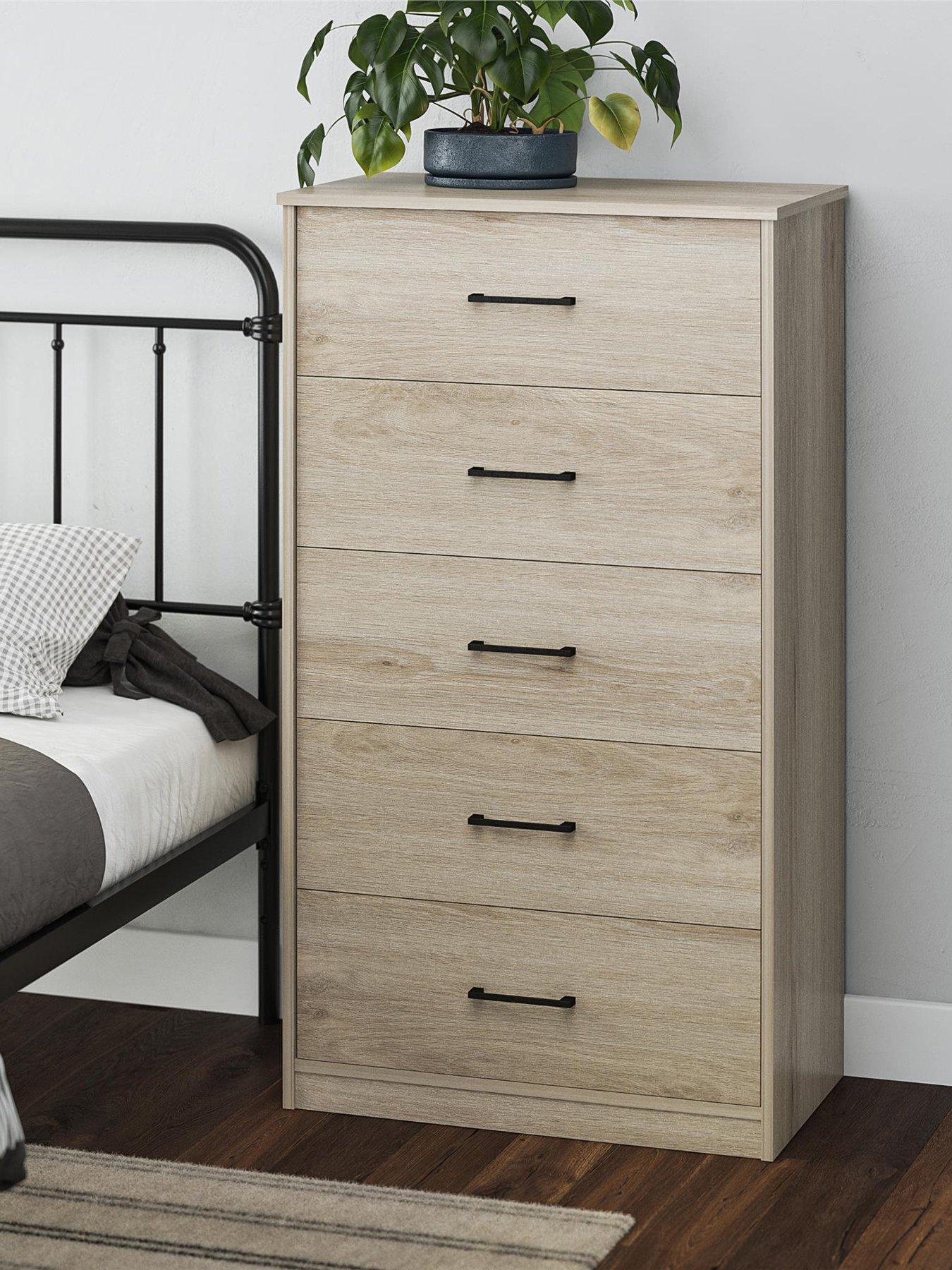  image of dorel-home-pearce-5-drawer-chest-oak