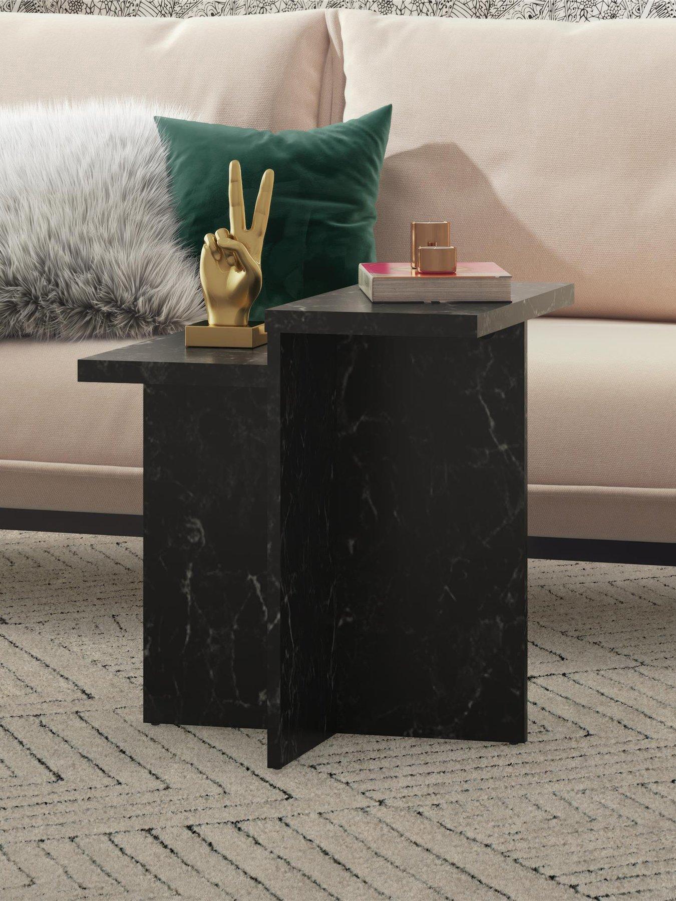 Image 1 of 7 of Dorel Home Brielle Faux Marble Side Table - Black
