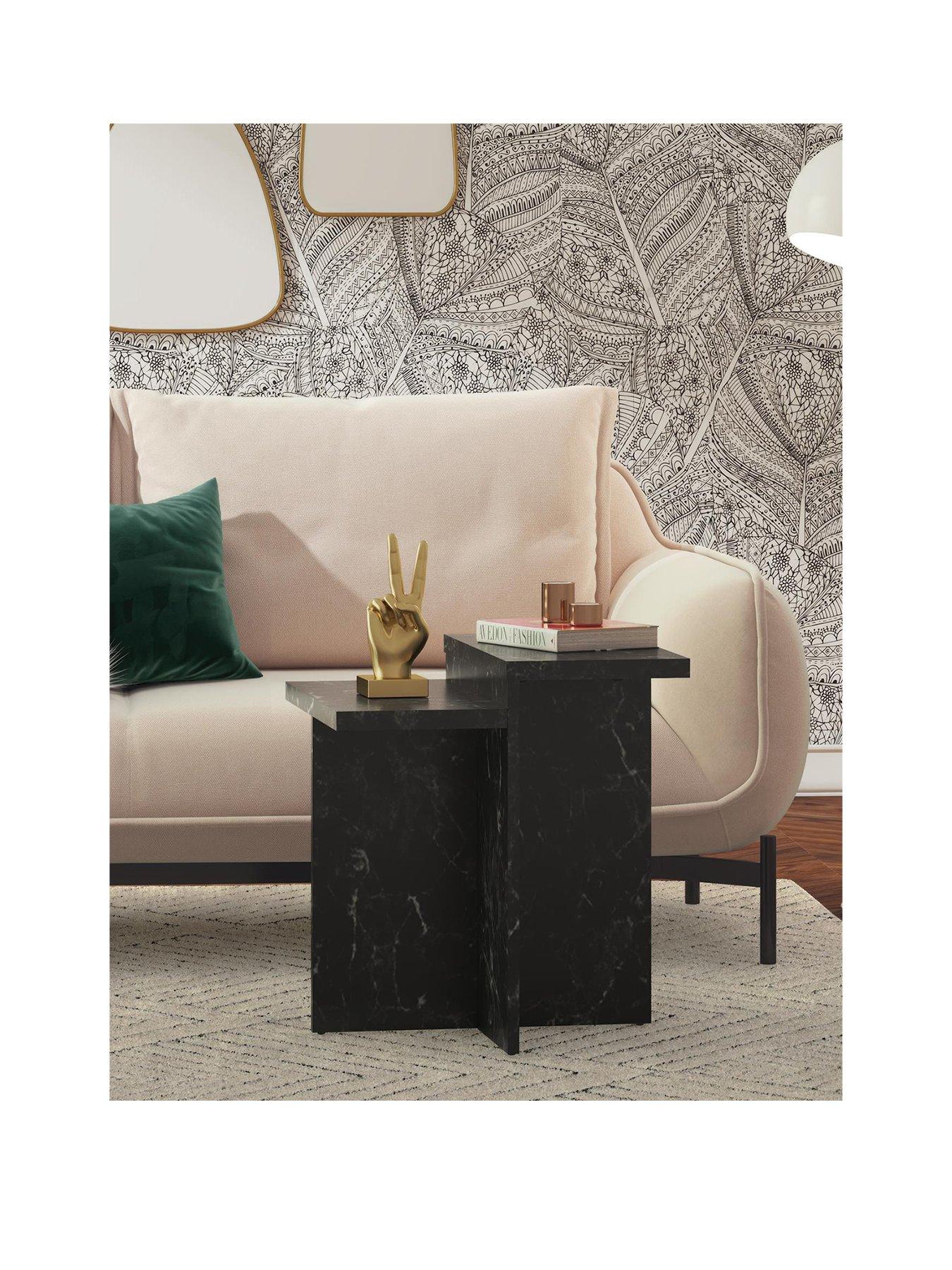 Image 2 of 7 of Dorel Home Brielle Faux Marble Side Table - Black