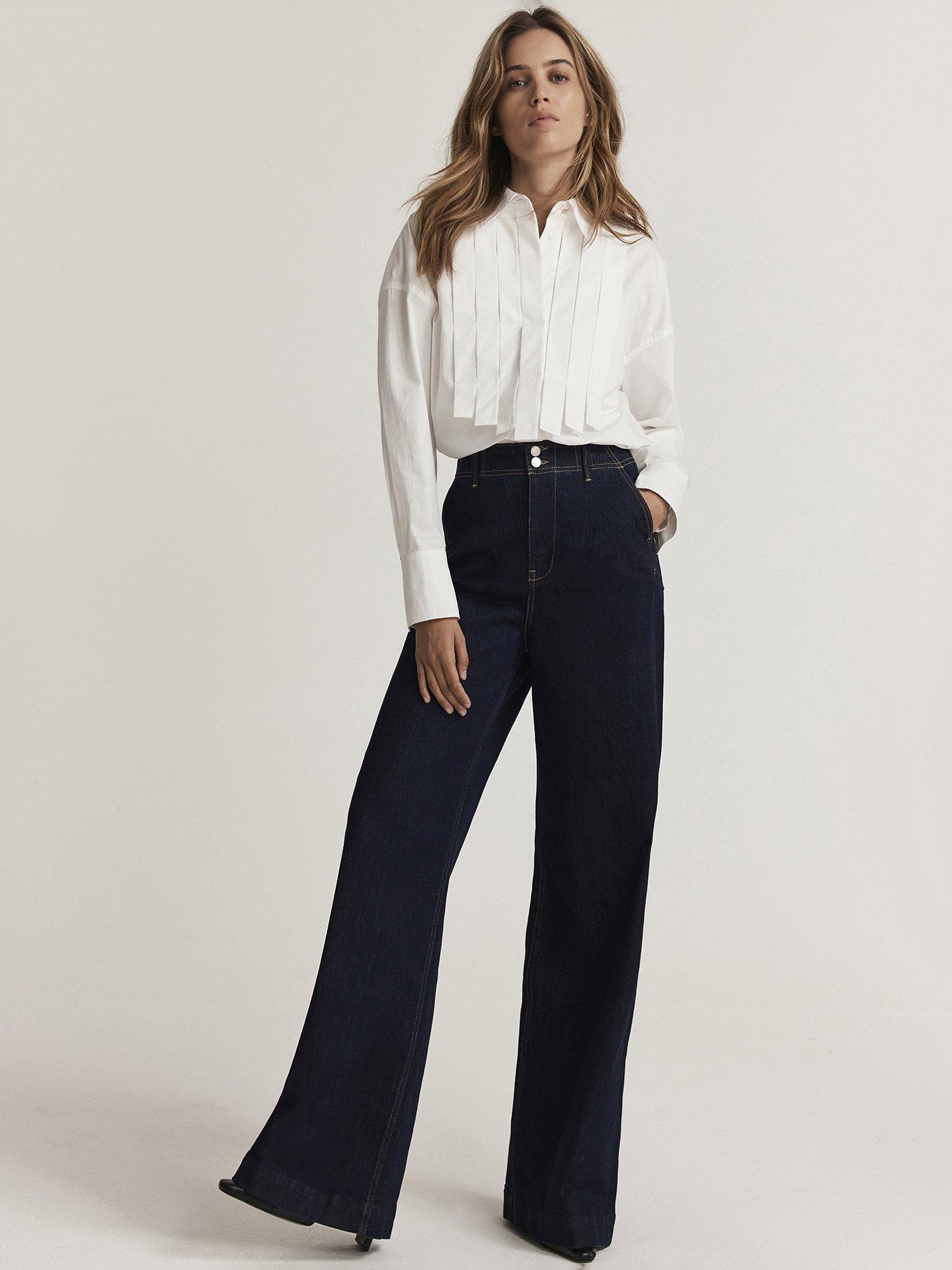 Mint Velvet Dark Indigo Tailored Wide Jean Navy Littlewoods