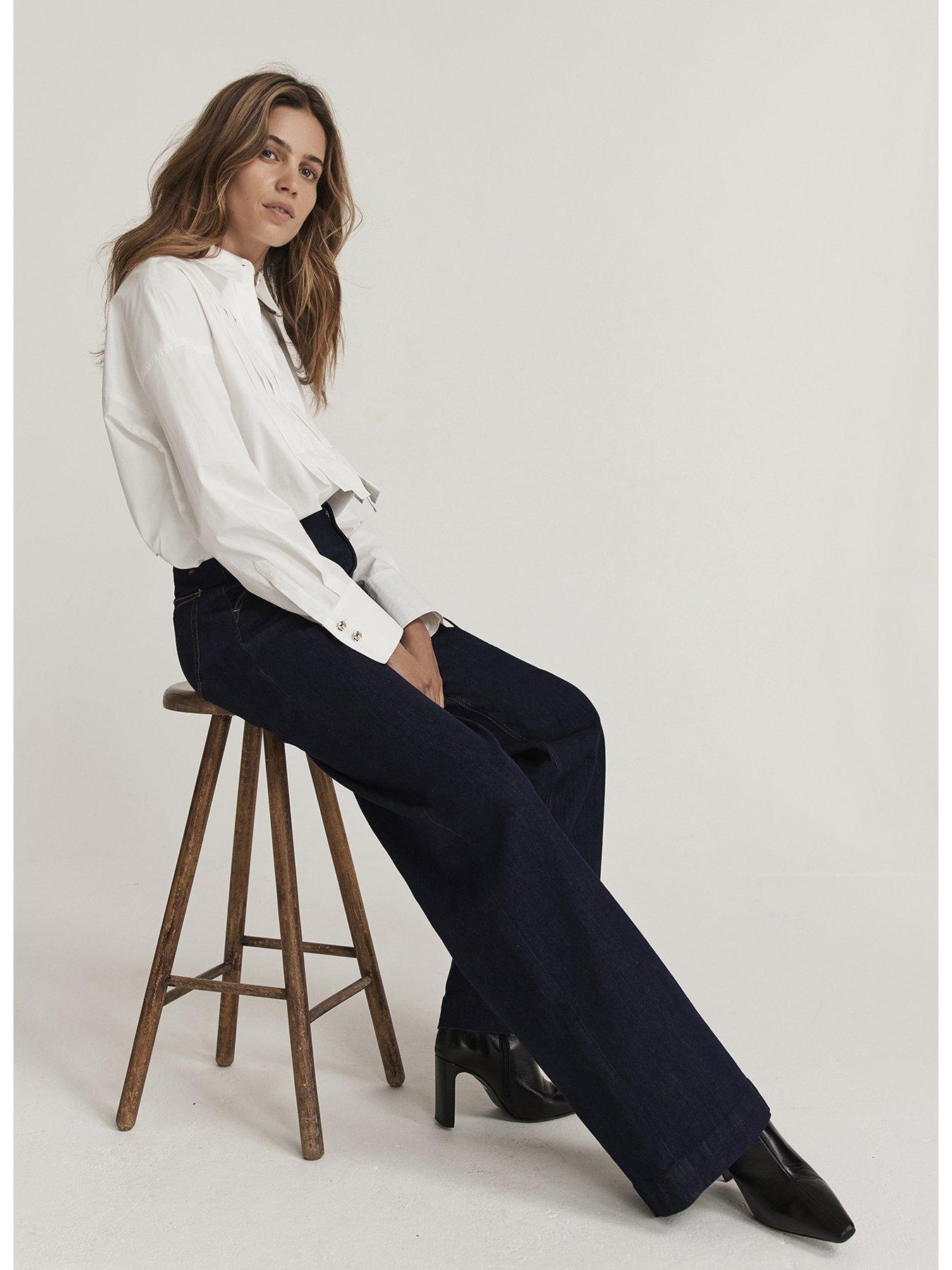Mint Velvet Dark Indigo Tailored Wide Jean Navy Littlewoods