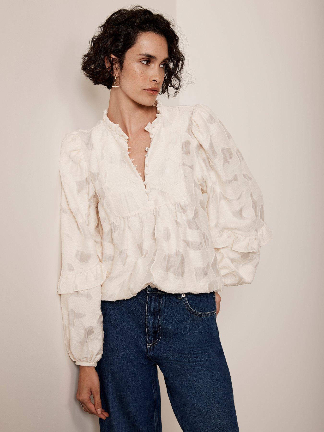 Mint Velvet Jacquard Blouse Cream Littlewoods
