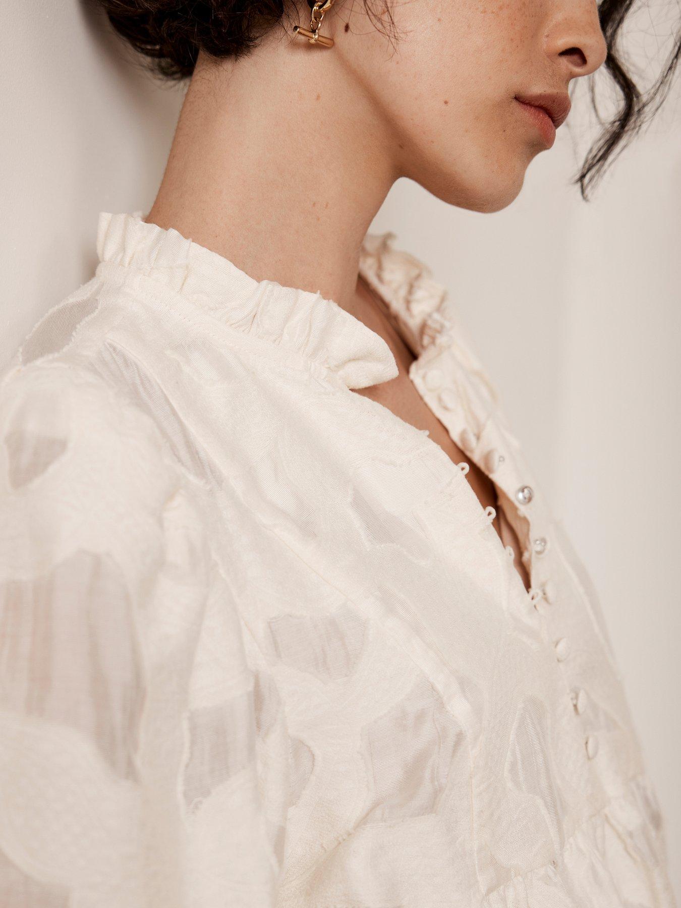 Mint Velvet Jacquard Blouse Cream Littlewoods