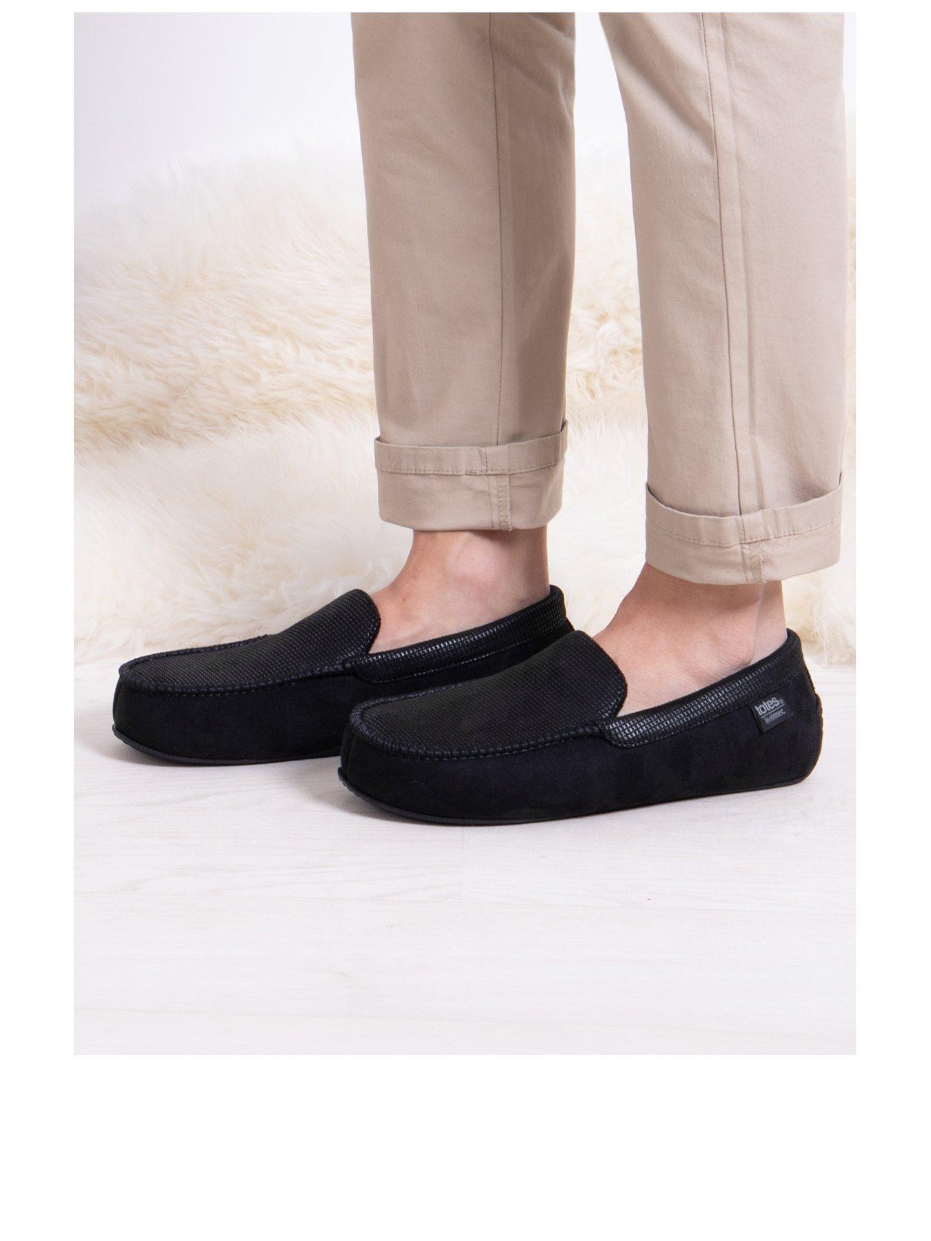  image of totes-isotoner-square-patterned-moccasin-slipper