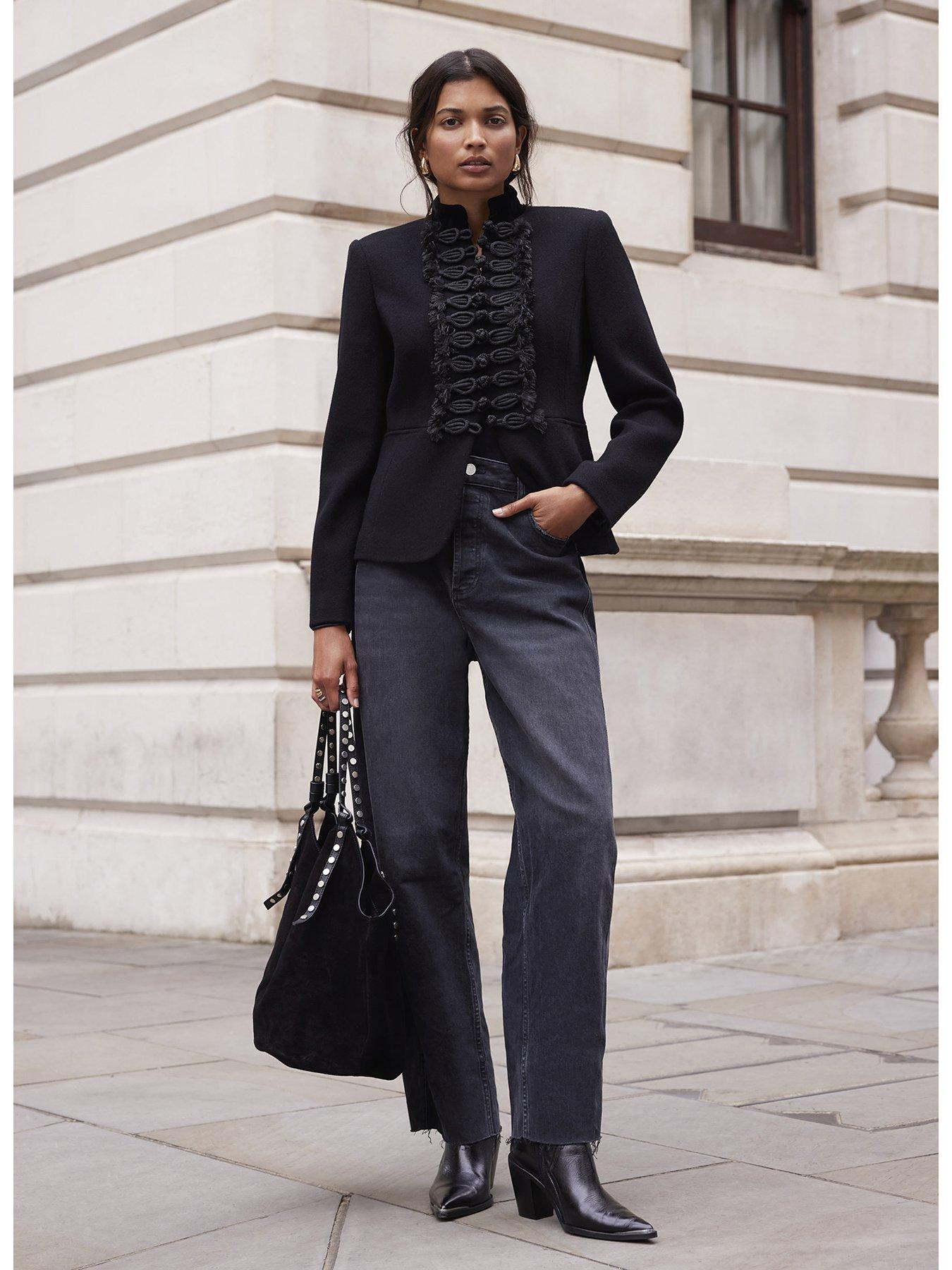 Image 3 of 6 of Mint Velvet Washed Tapered Jean - Black