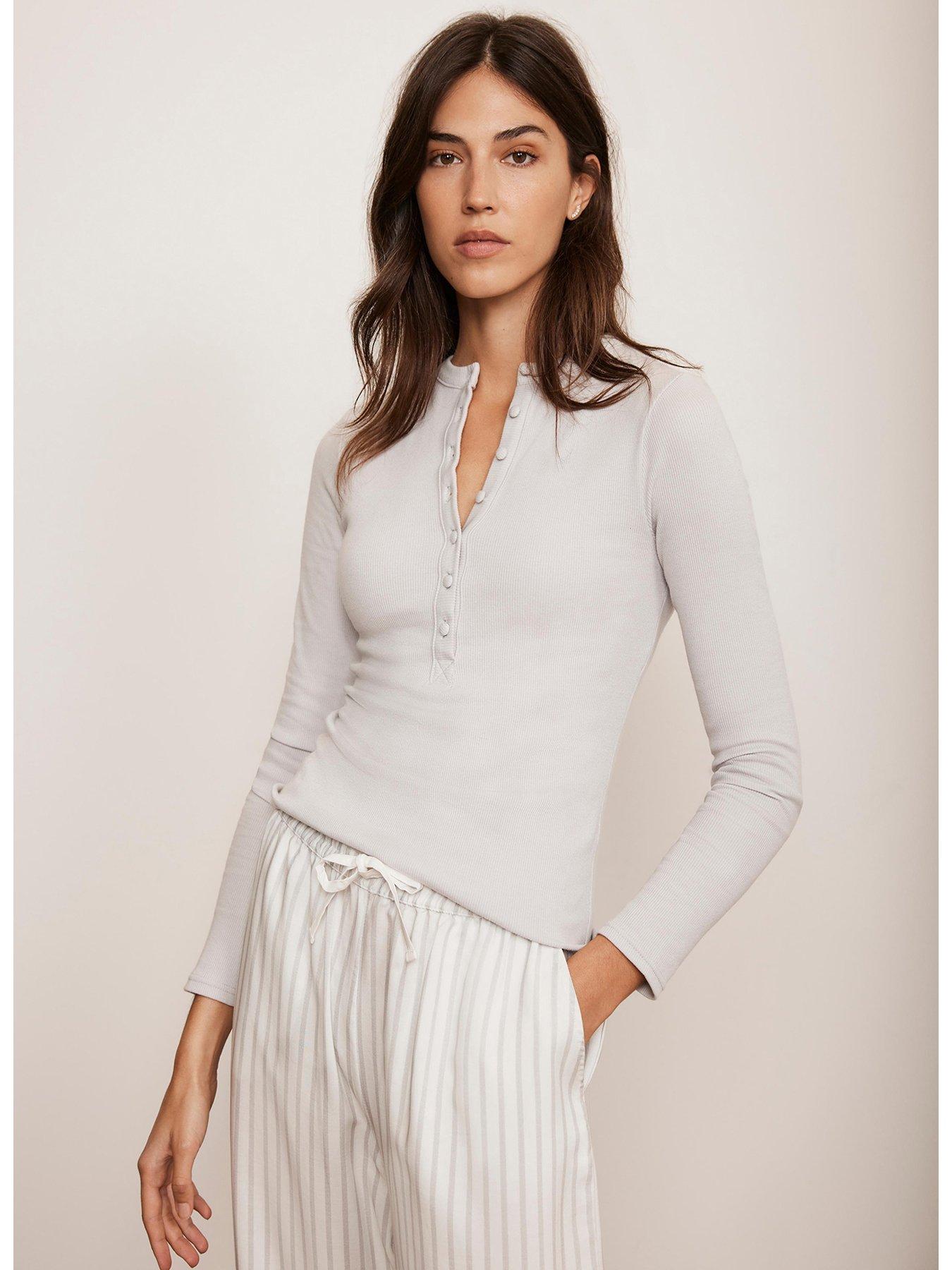  image of mint-velvet-henley-button-top-grey