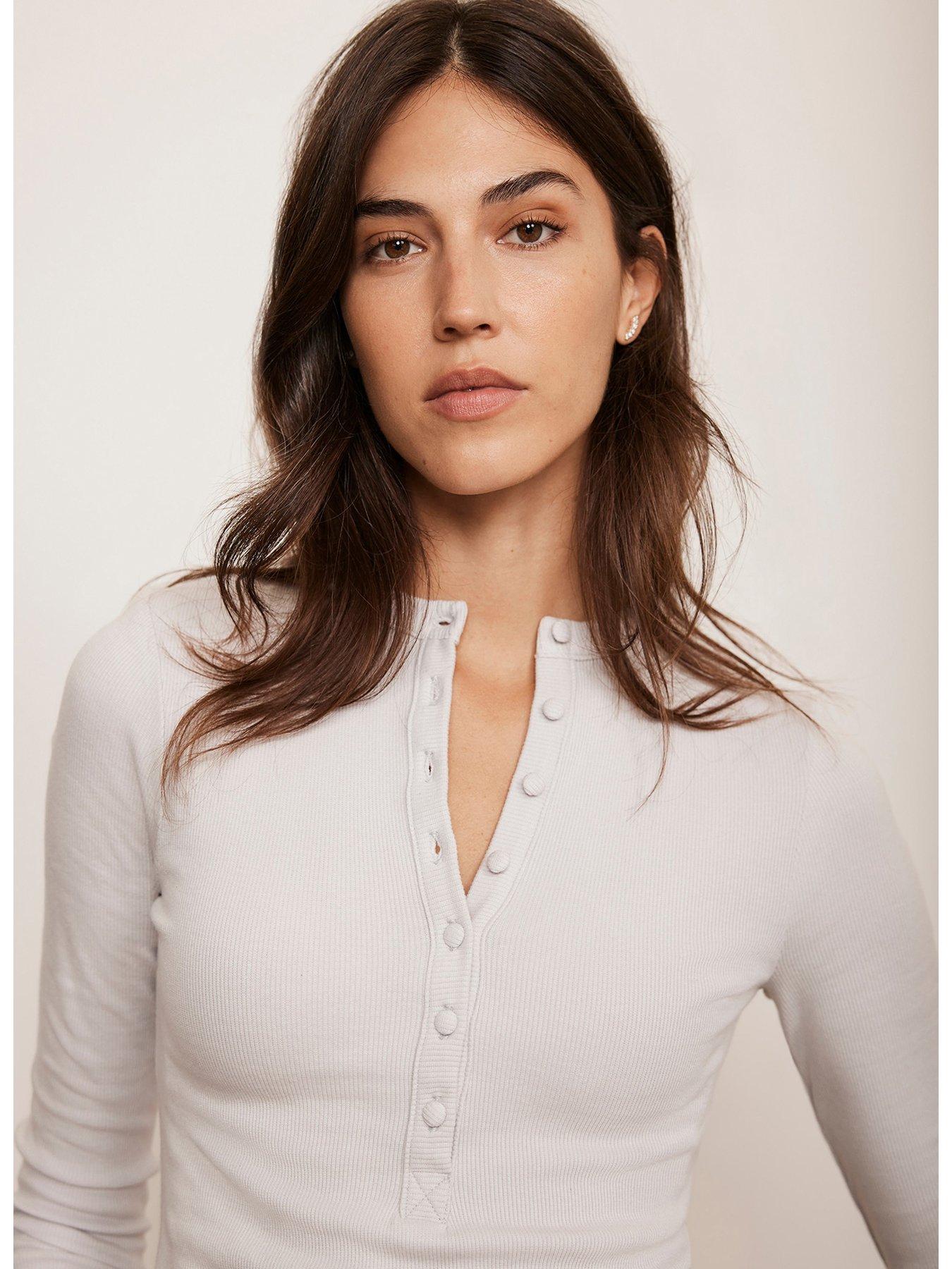  image of mint-velvet-henley-button-top-grey