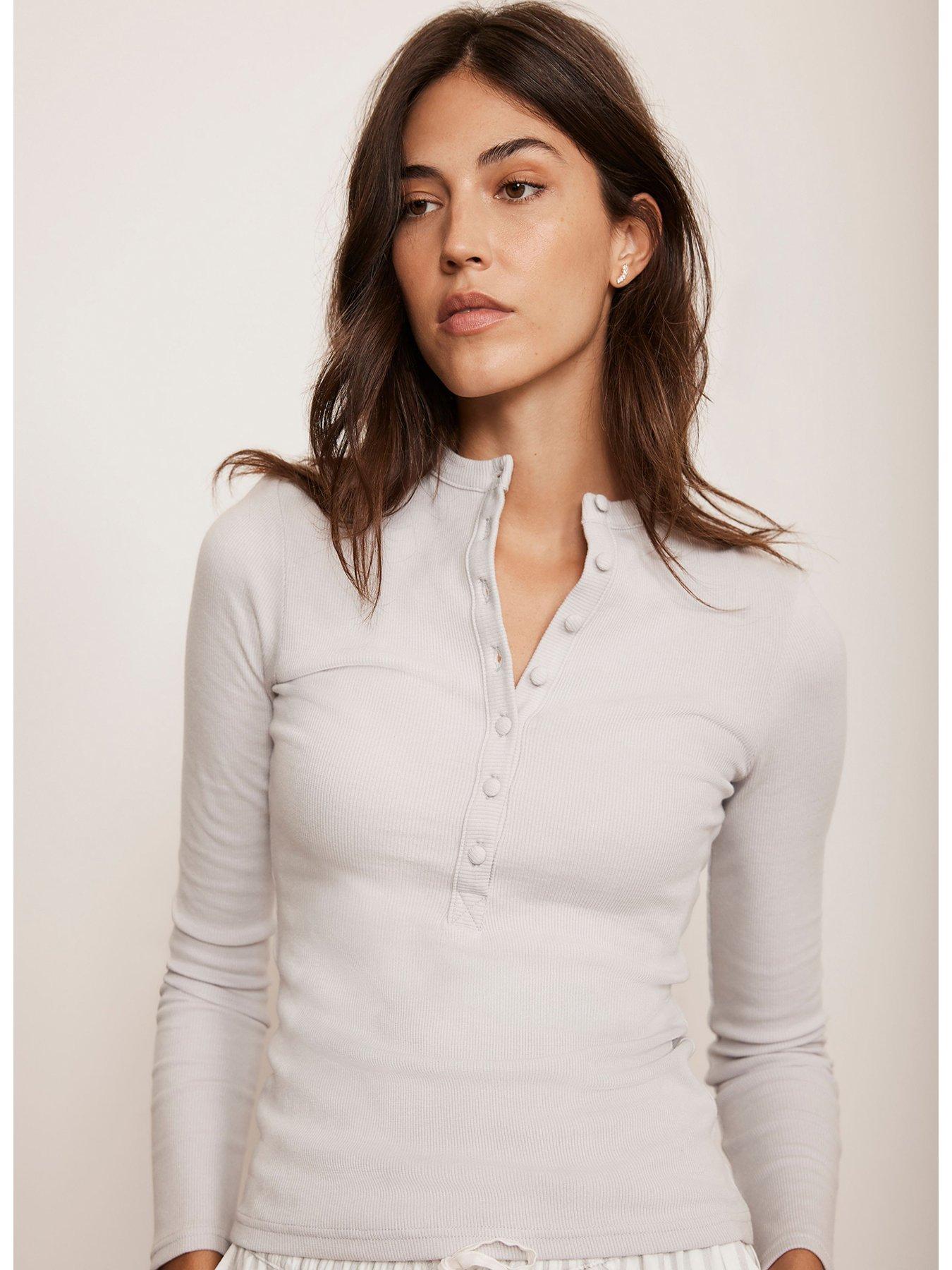  image of mint-velvet-henley-button-top-grey
