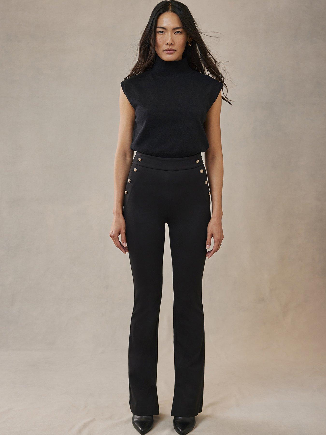 Mint Velvet Button Flare Trouser Black Littlewoods