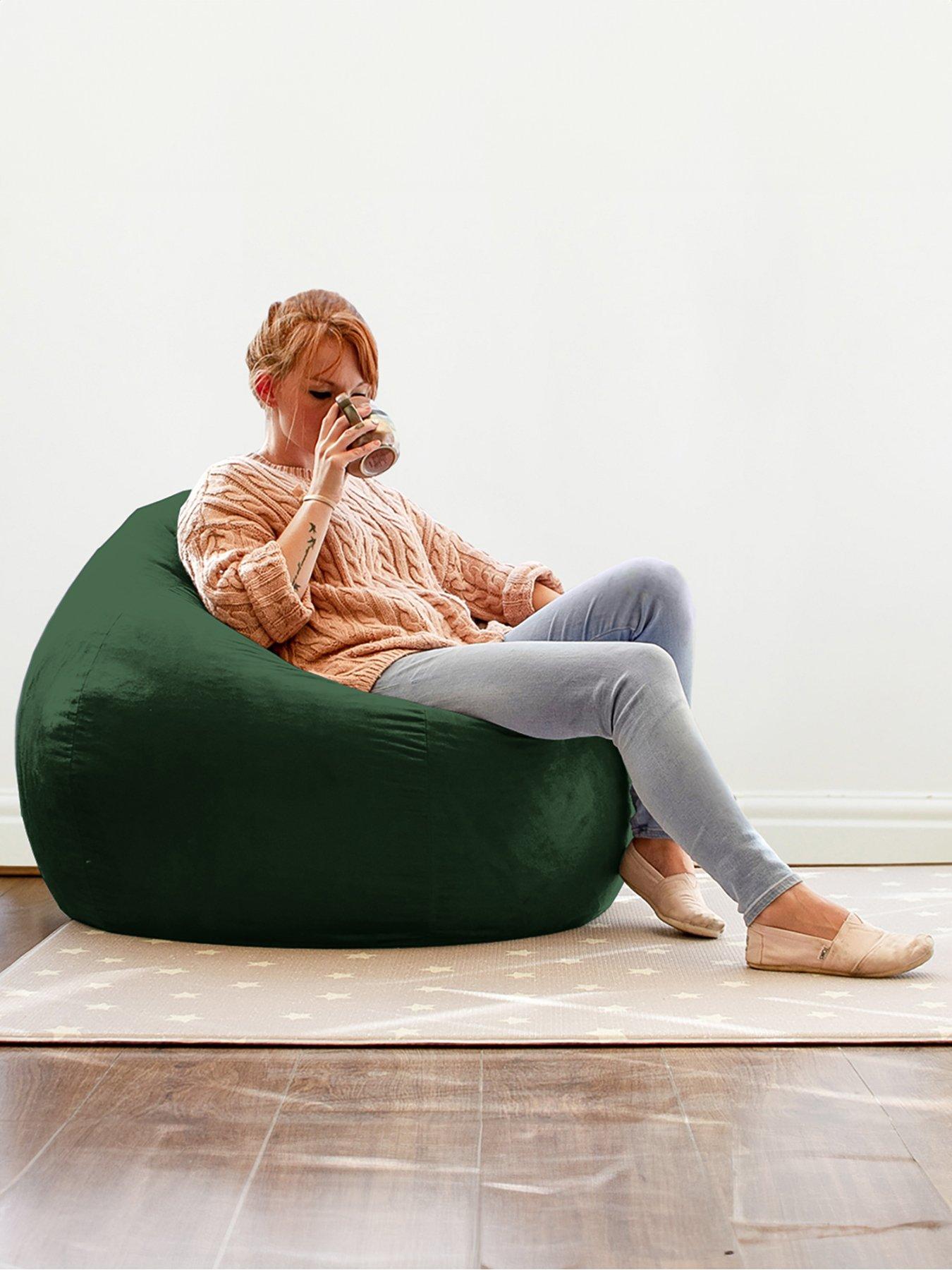  image of rucomfy-slouchbag-beanbag-velvet--emerald