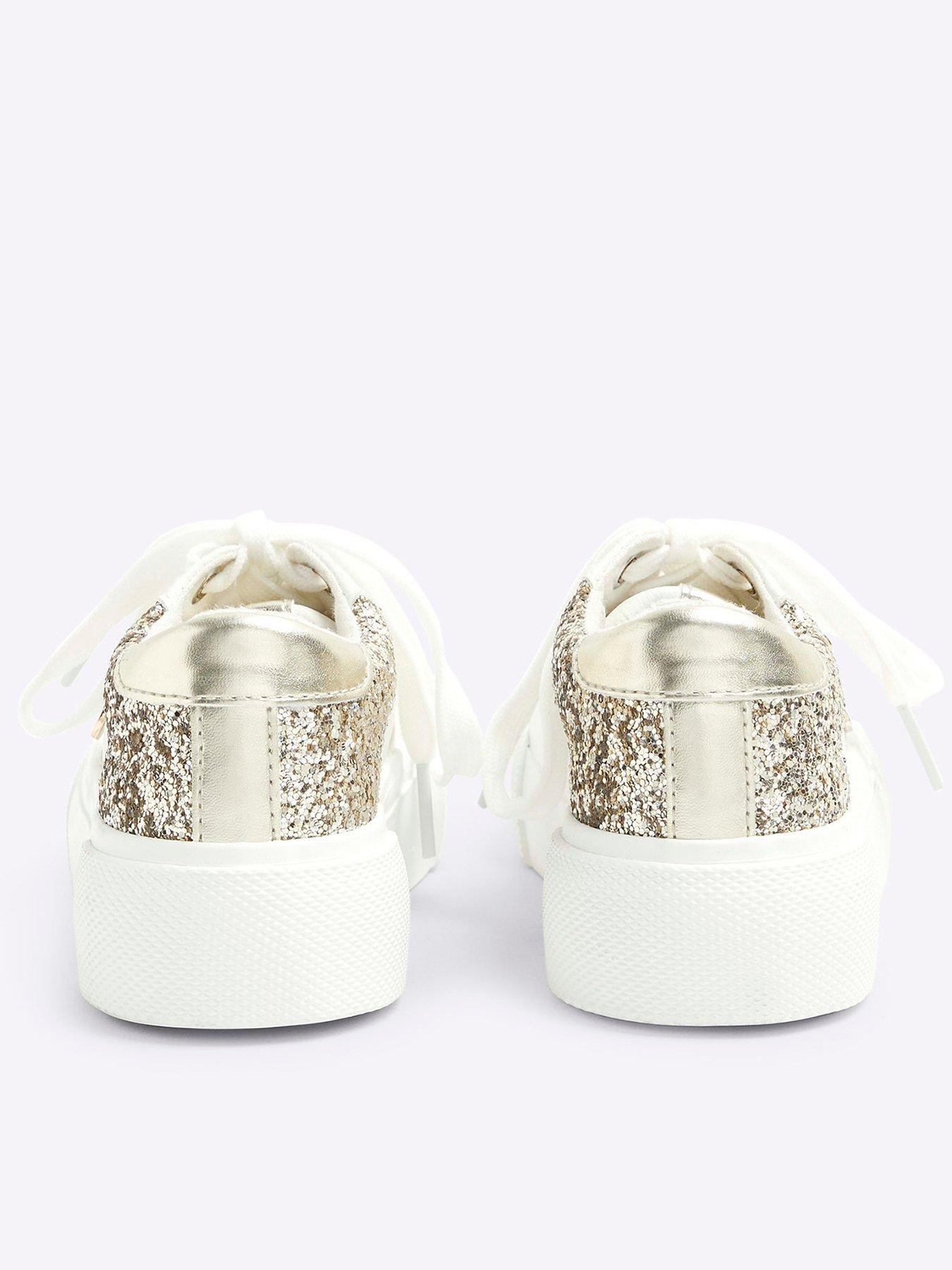  image of river-island-girls-glitter-lace-up-trainers-white