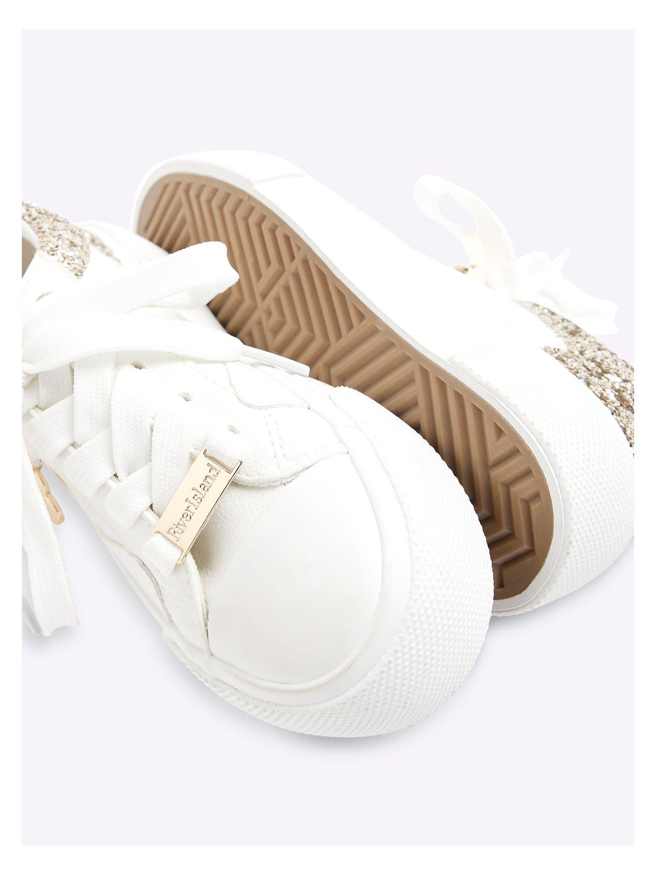  image of river-island-girls-glitter-lace-up-trainers-white