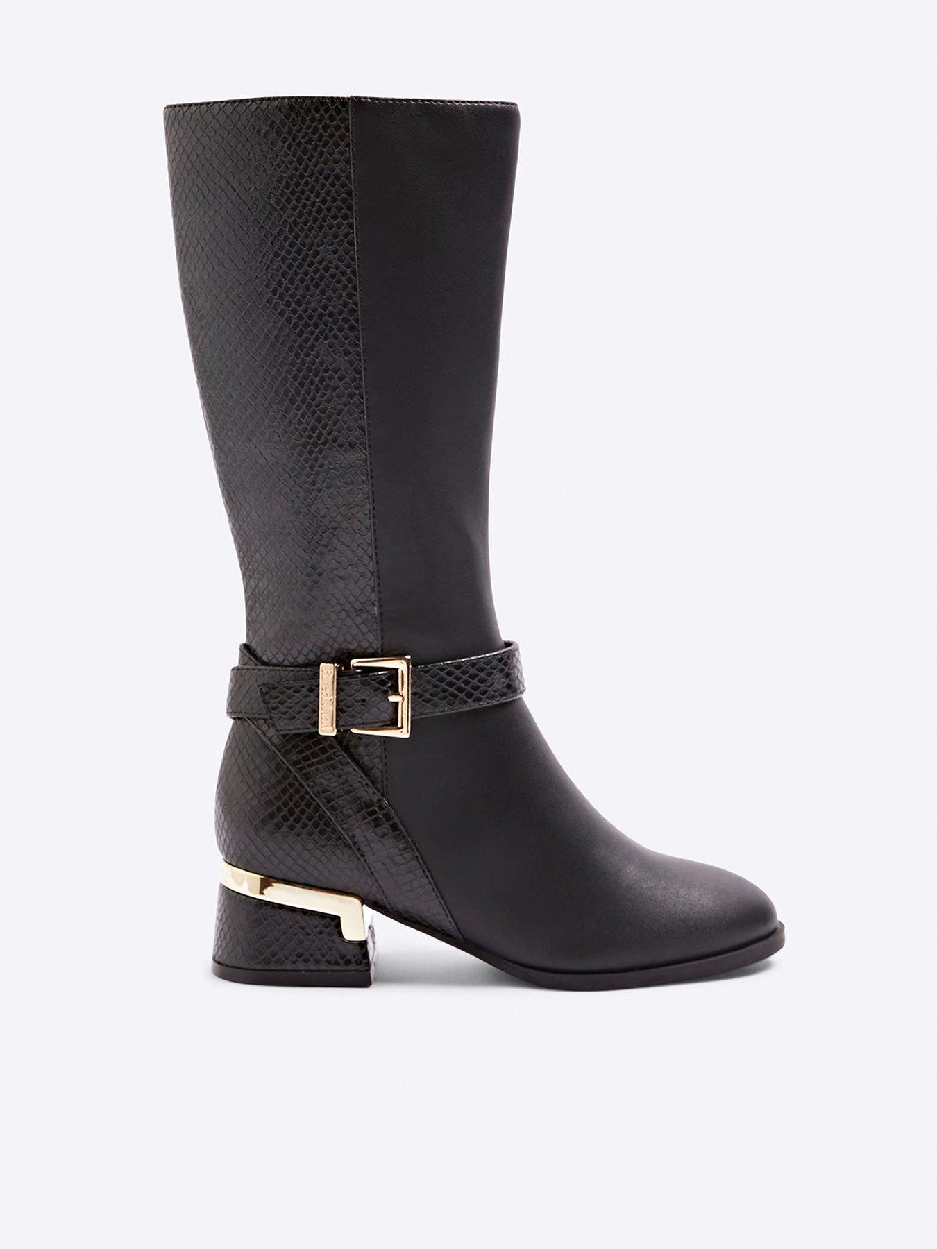 undefined Older Girl Heeled Knee High Boots - Black