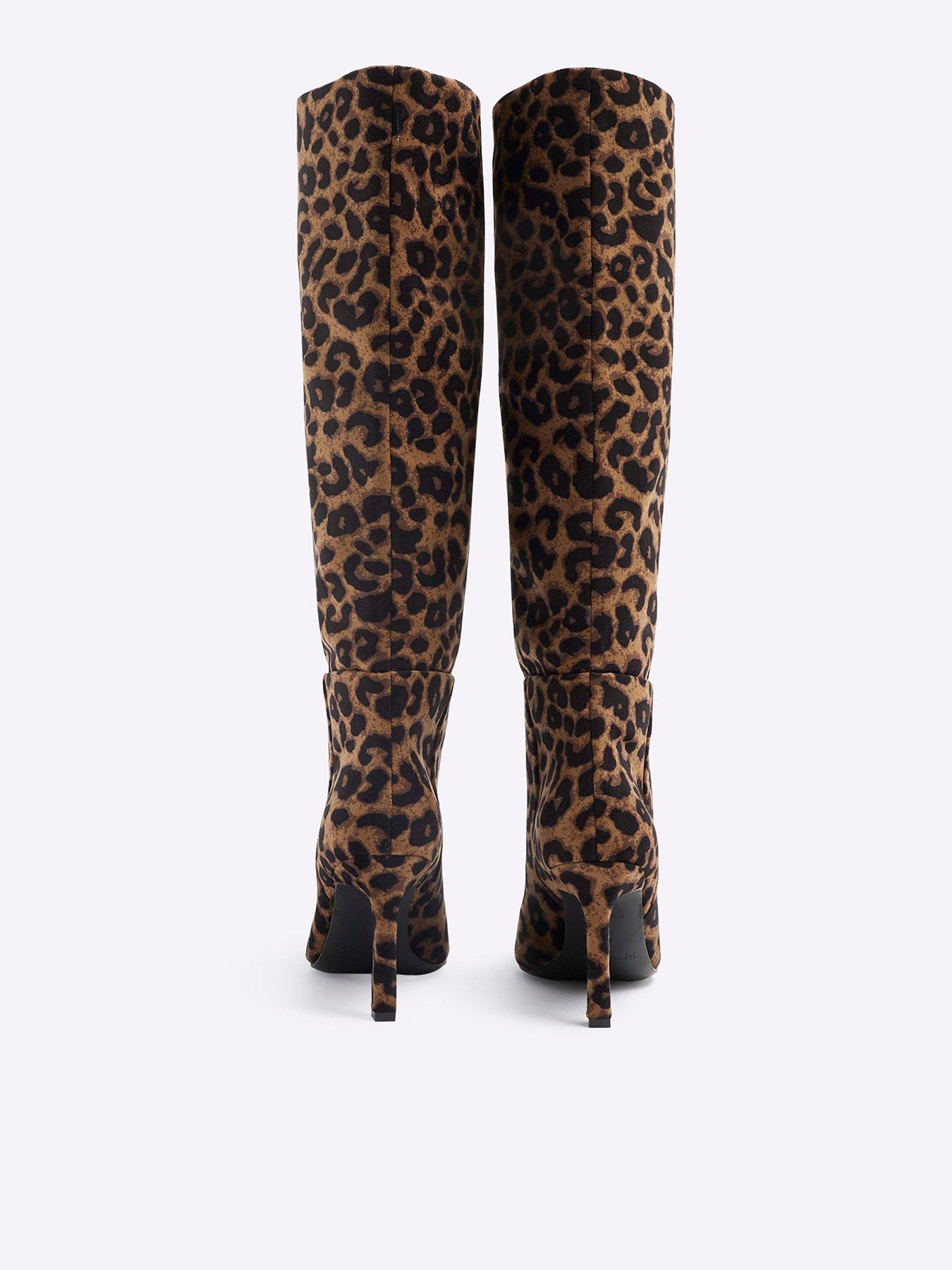  image of river-island-velvet-high-leg-boot-beige
