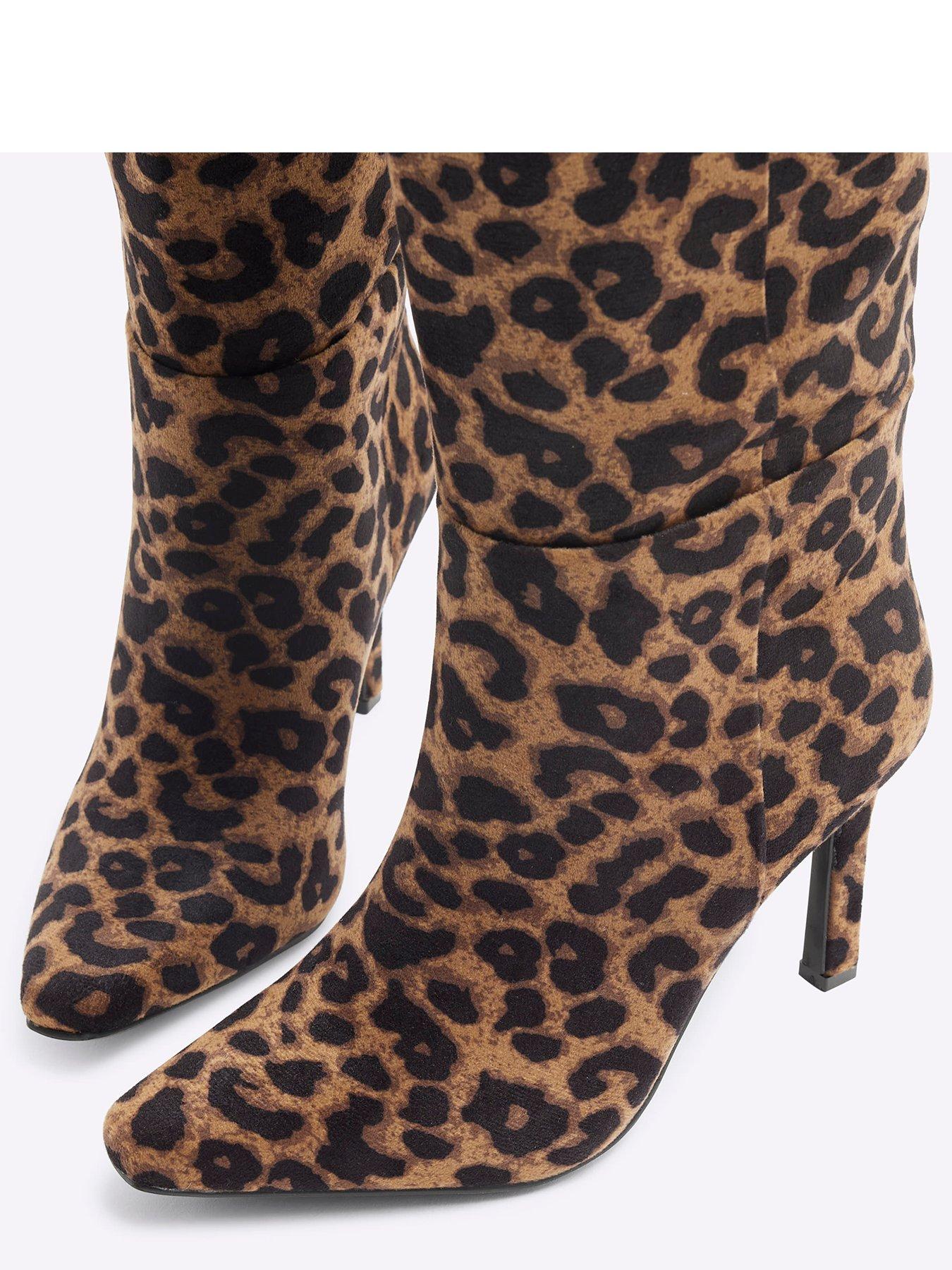 image of river-island-velvet-high-leg-boot-beige