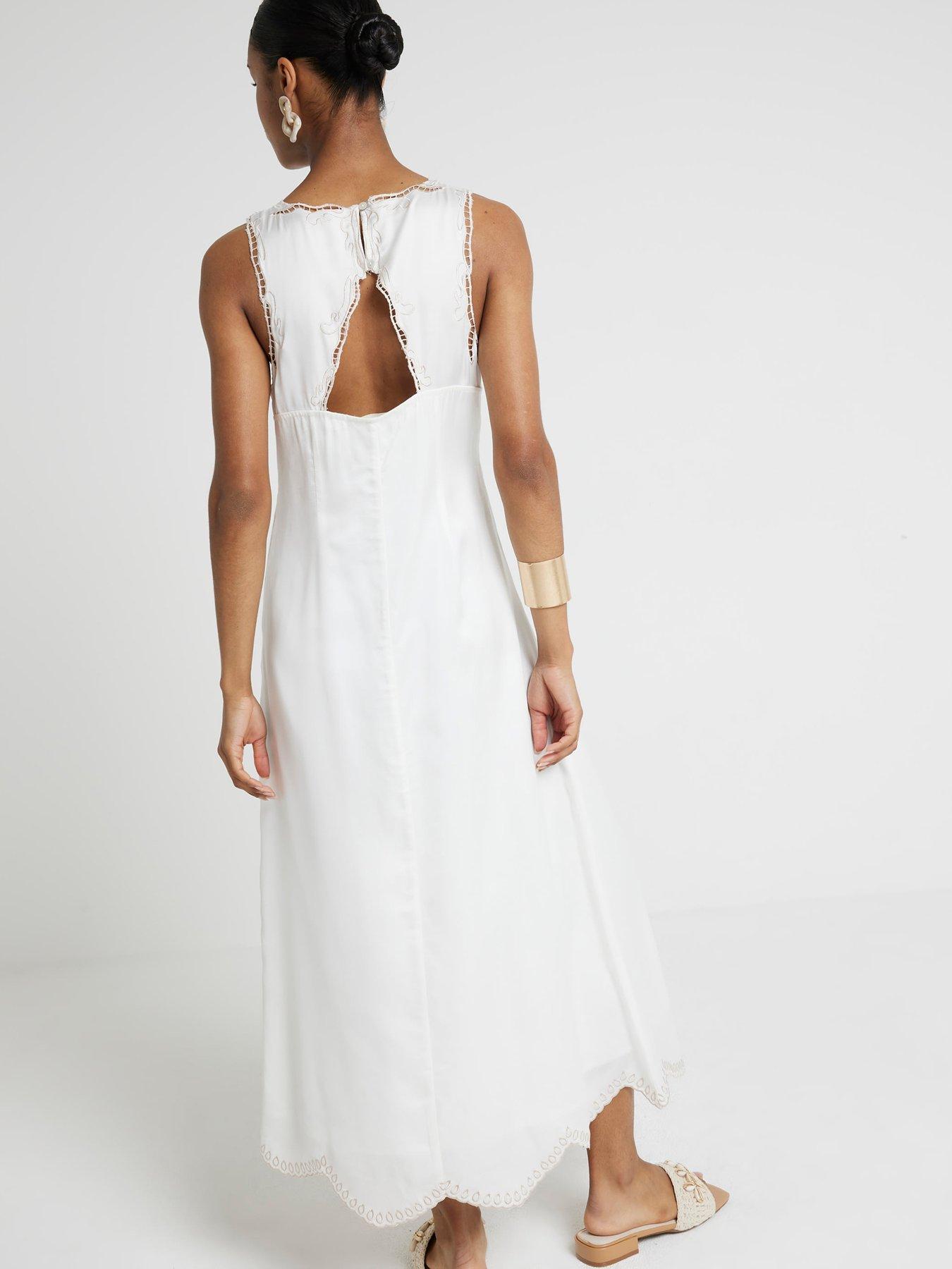Image 2 of 5 of River Island Cutwork Midi Dress - White
