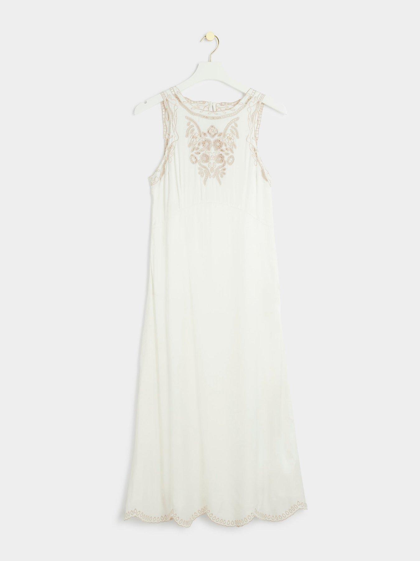 Image 3 of 5 of River Island Cutwork Midi Dress - White