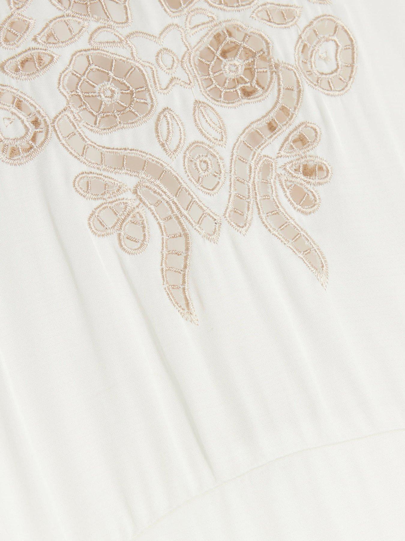 Image 5 of 5 of River Island Cutwork Midi Dress - White