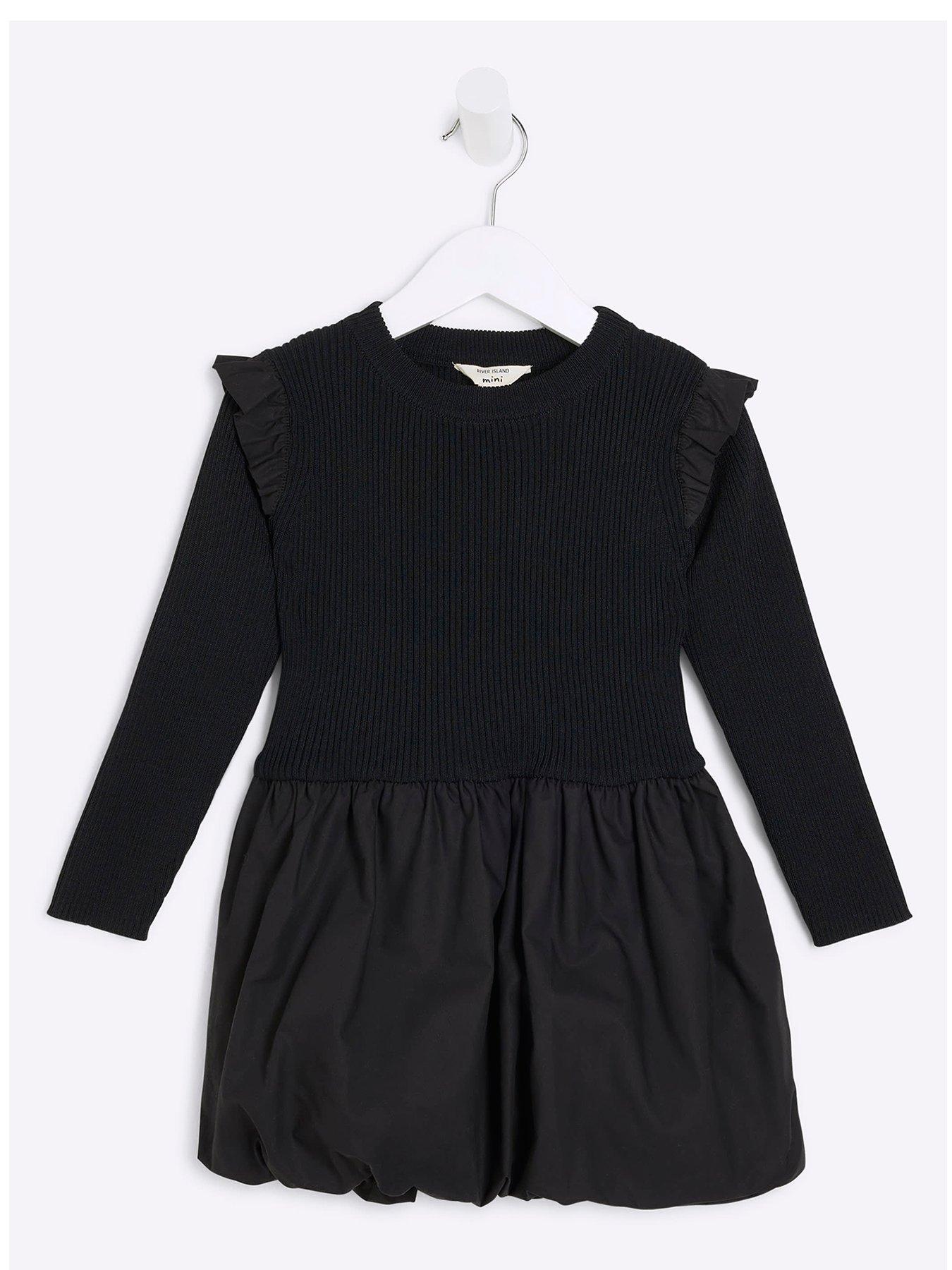 undefined Mini Girl Bubble Hem Party Dress - Black