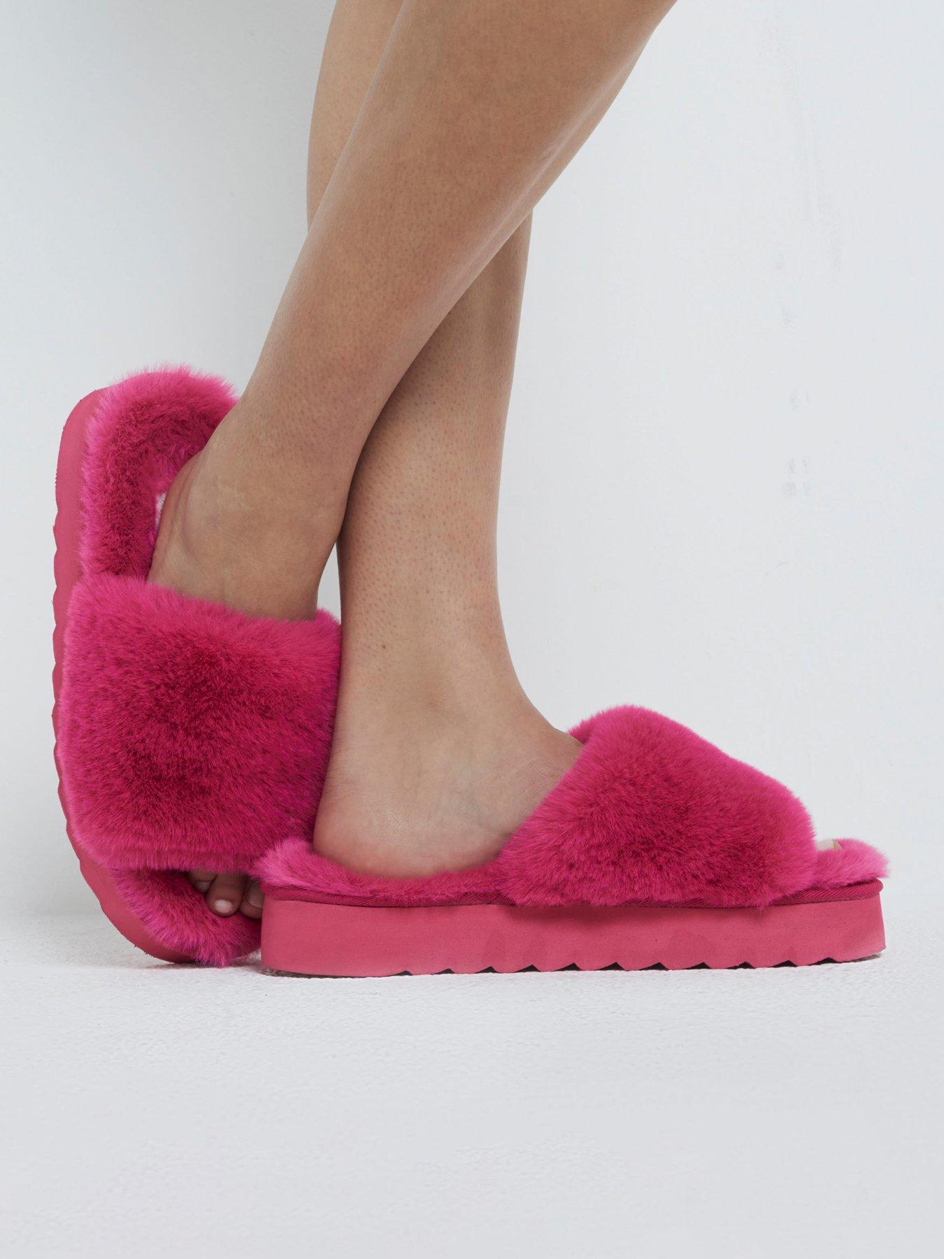  image of river-island-open-toe-platform-slipper-bright-pink