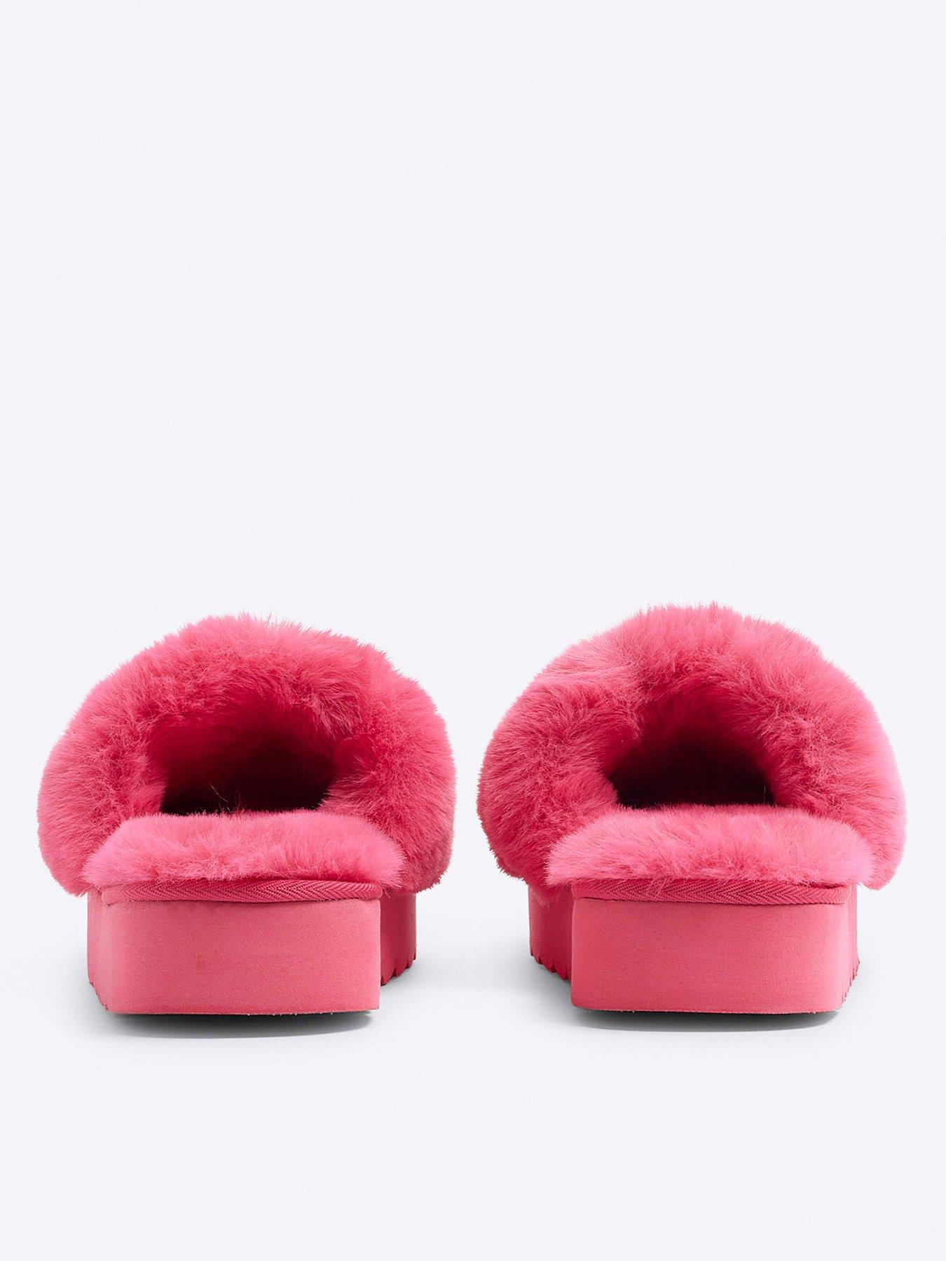  image of river-island-open-toe-platform-slipper-bright-pink