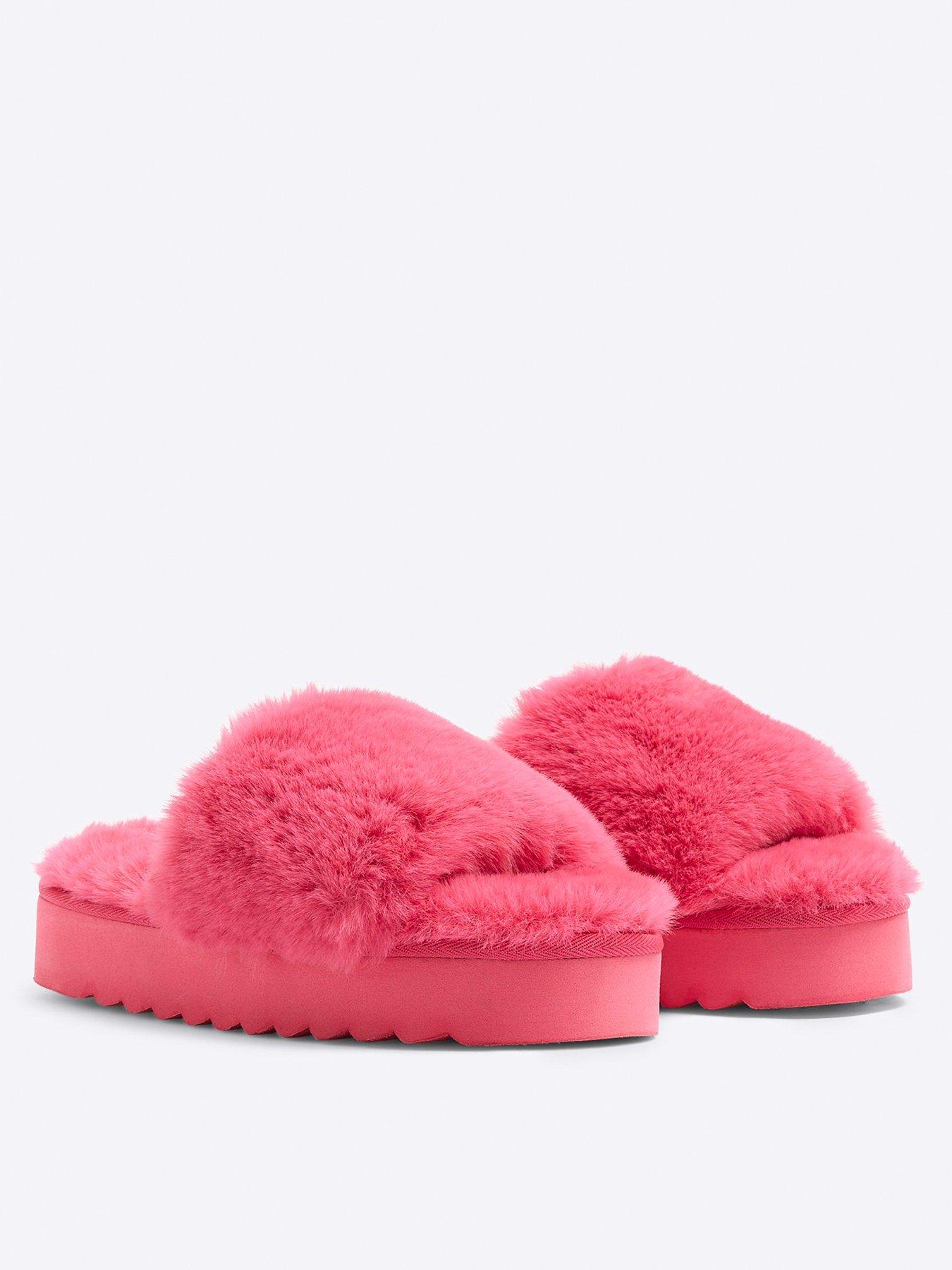  image of river-island-open-toe-platform-slipper-bright-pink