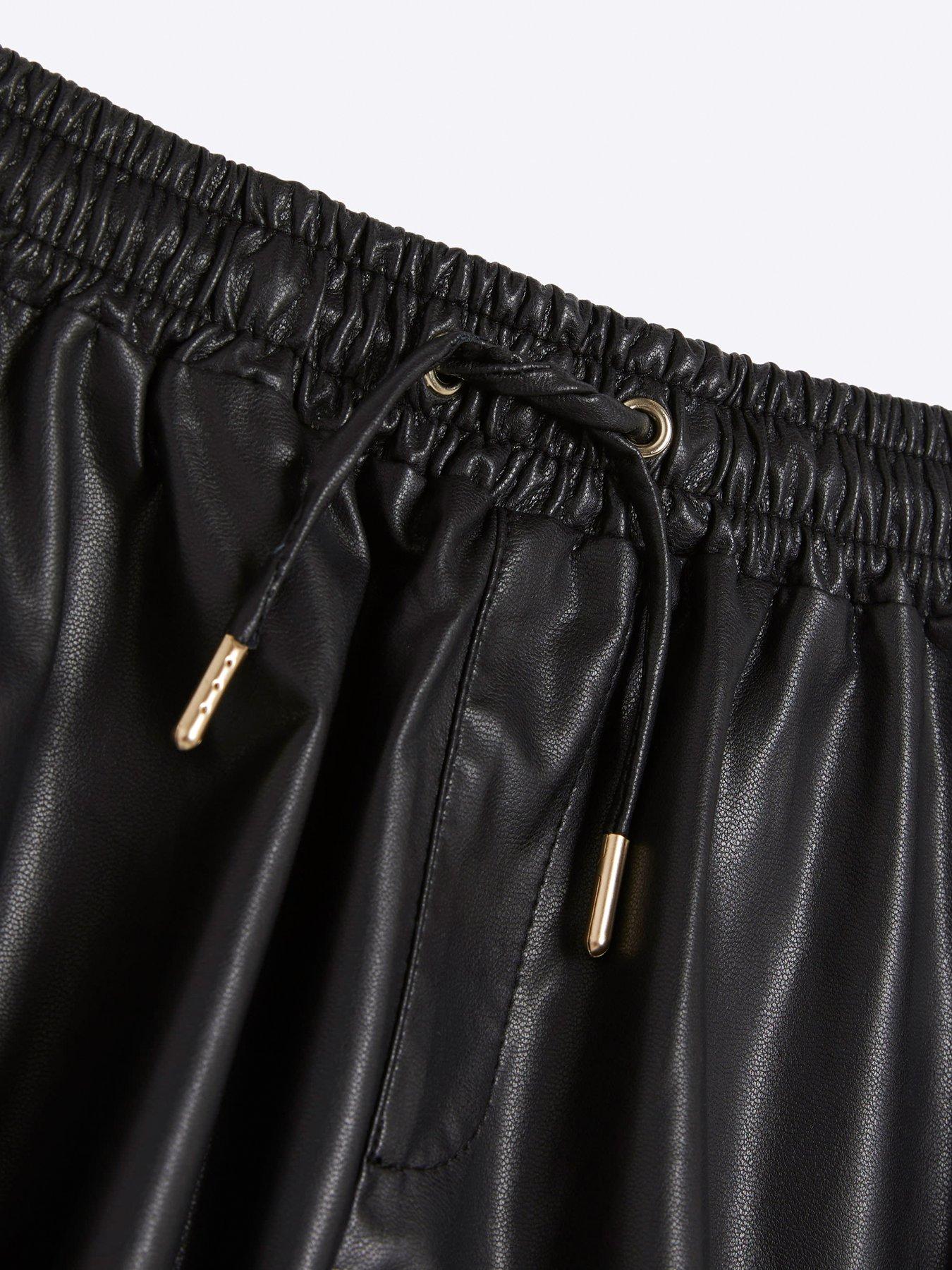 Image 3 of 4 of River Island Girls Faux Leather Elasticated Shorts - Black