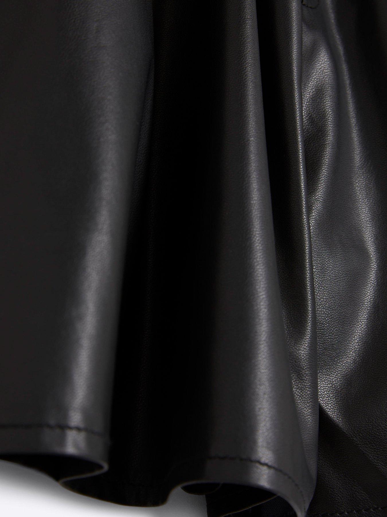 Image 4 of 4 of River Island Girls Faux Leather Elasticated Shorts - Black