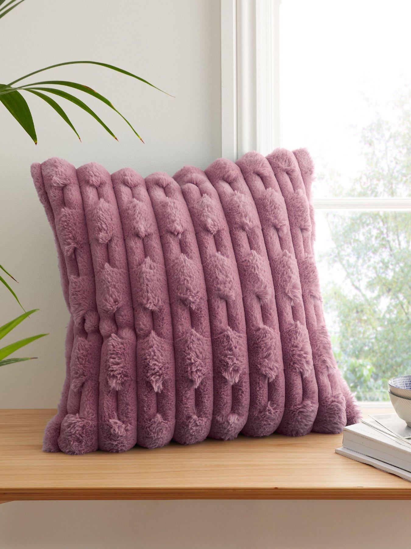 Image 1 of 5 of Bianca Carved Faux Fur Cushion- Pink