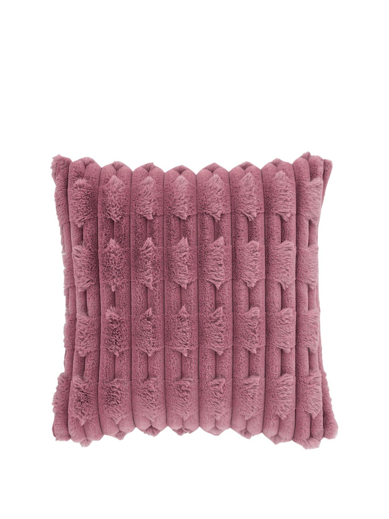 Image 2 of 5 of Bianca Carved Faux Fur Cushion- Pink