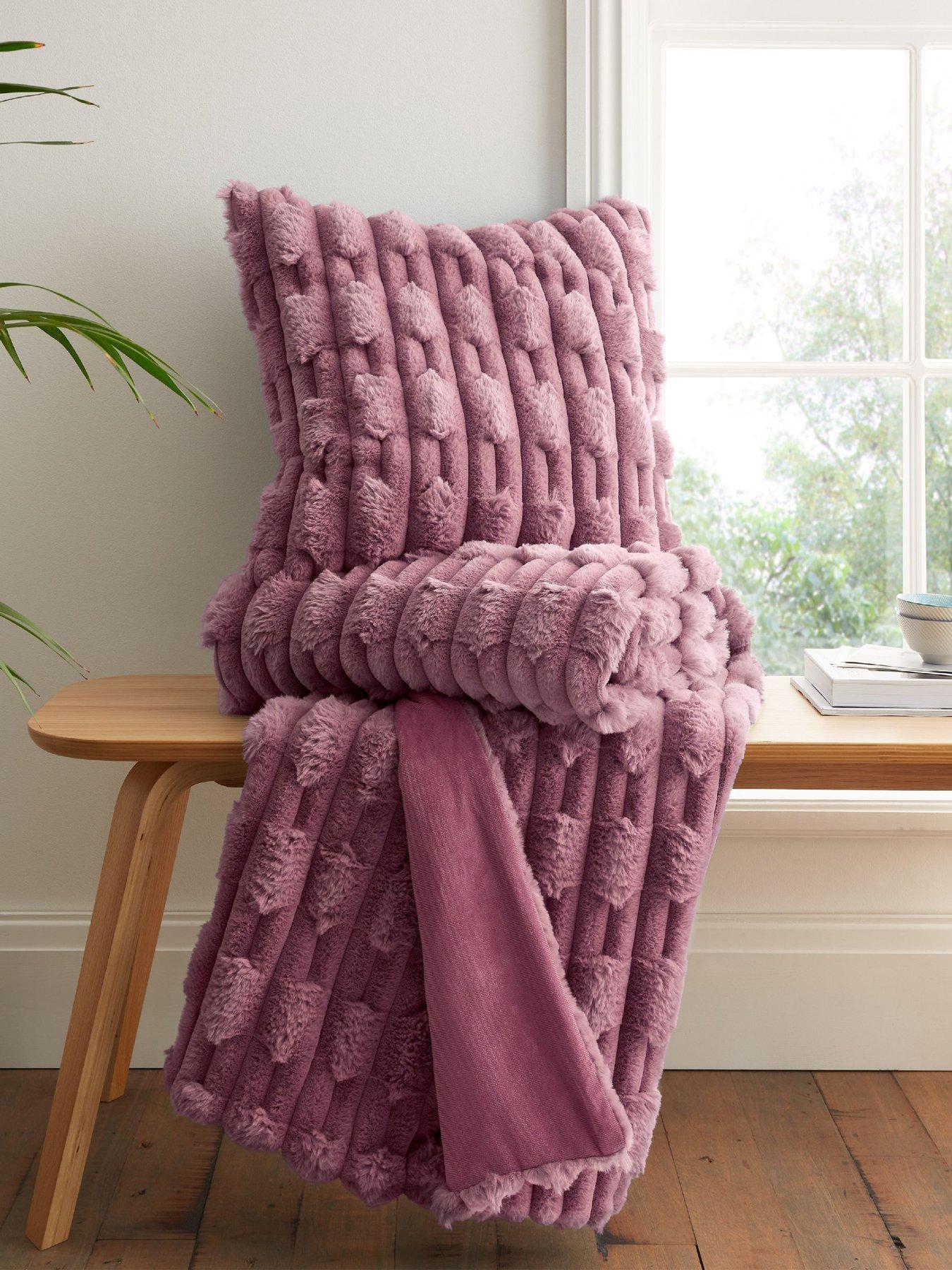Image 3 of 5 of Bianca Carved Faux Fur Cushion- Pink